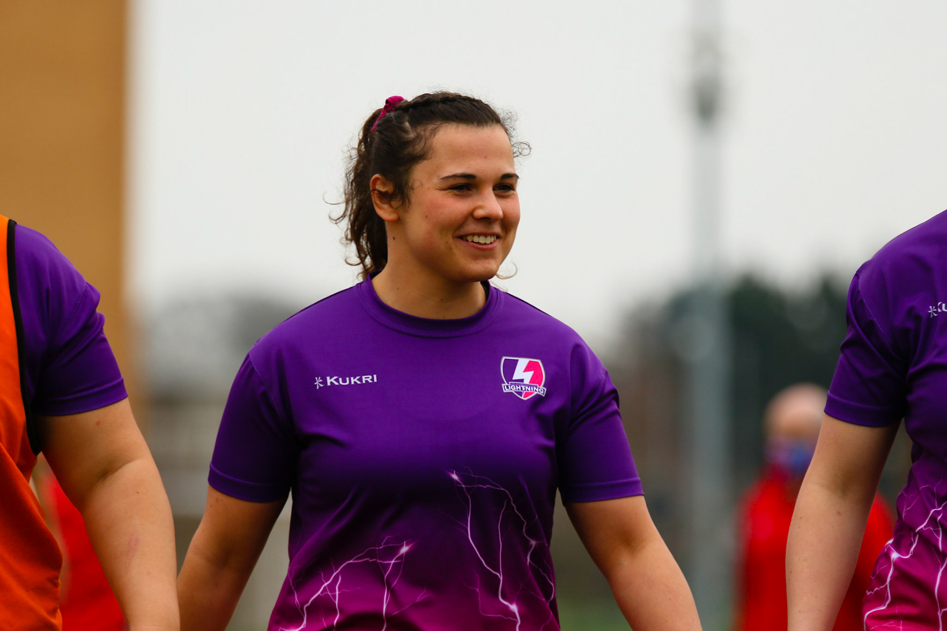 Warm up during the Allianz Premier 15s match between Loughborough Lightning and Wasps Ladies at Loughborough University, Loughborough, England on 20th March 2021.