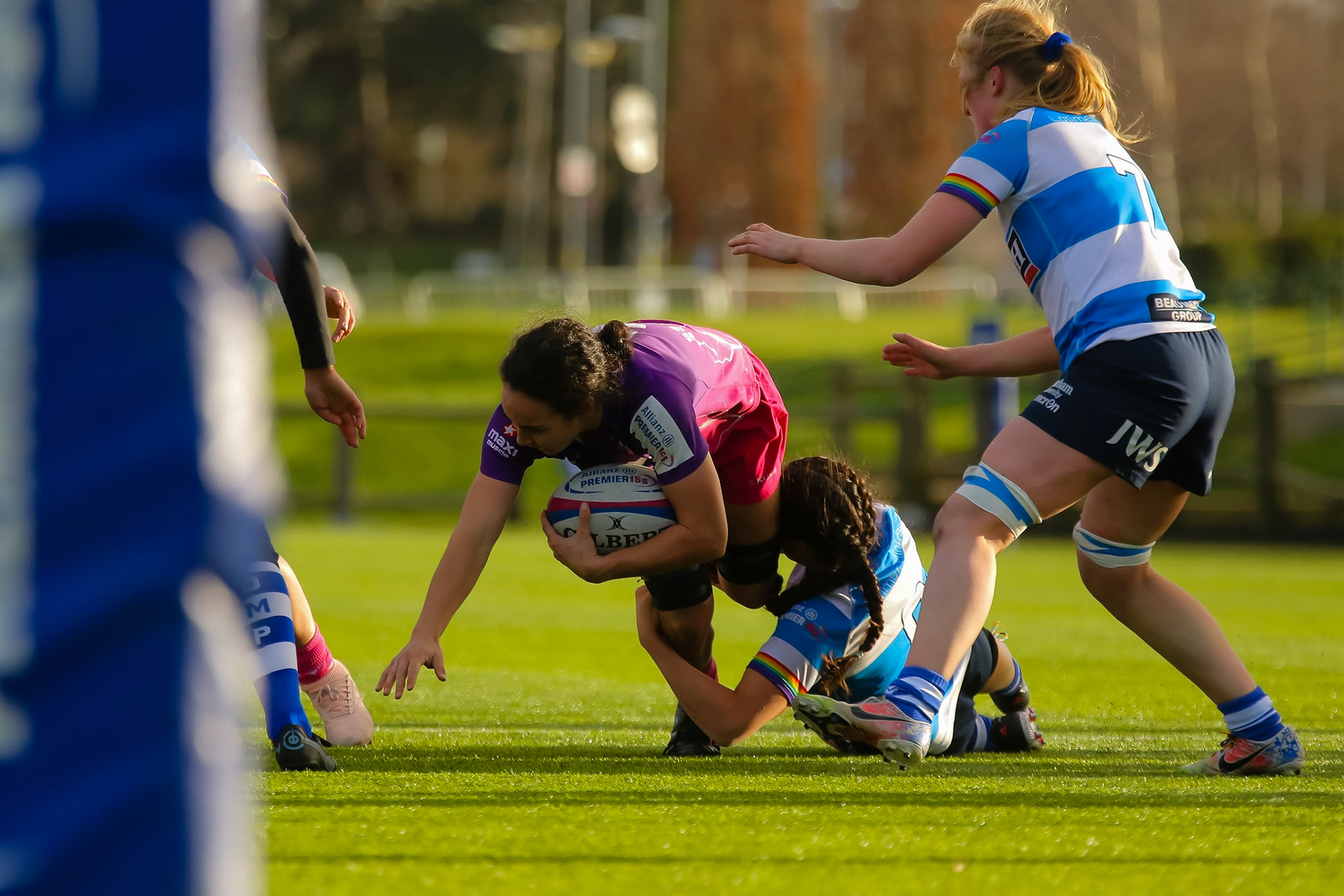 Halli Taufoou of Loughborough Lightning during the Allianz Premier 15s match between Loughborough Lightning and DMP Sharks at The Loughborough University, England on 28th Jan 2022. © @benlumleyphoto