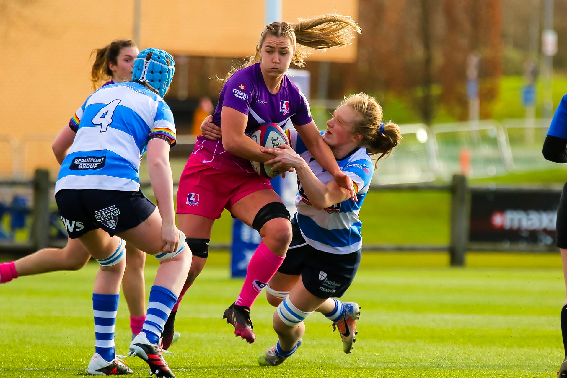 Sara Svoboda of Loughborough Lightning during the Allianz Premier 15s match between Loughborough Lightning and DMP Sharks at The Loughborough University, England on 28th Jan 2022. © @benlumleyphoto