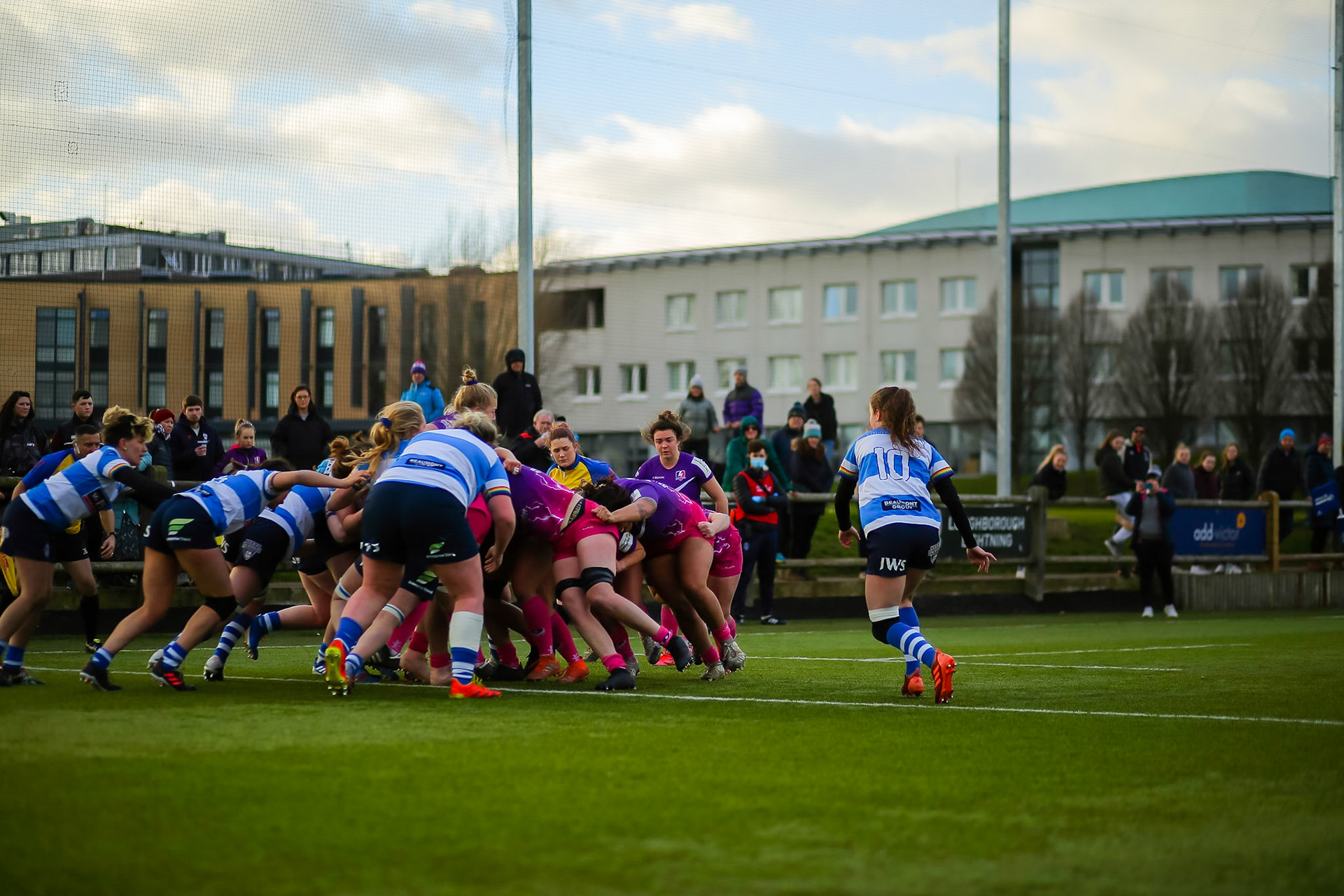TRY! Lark Davies (c) of Loughborough Lightning during the Allianz Premier 15s match between Loughborough Lightning and DMP Sharks at The Loughborough University, England on 28th Jan 2022. © @benlumleyphoto