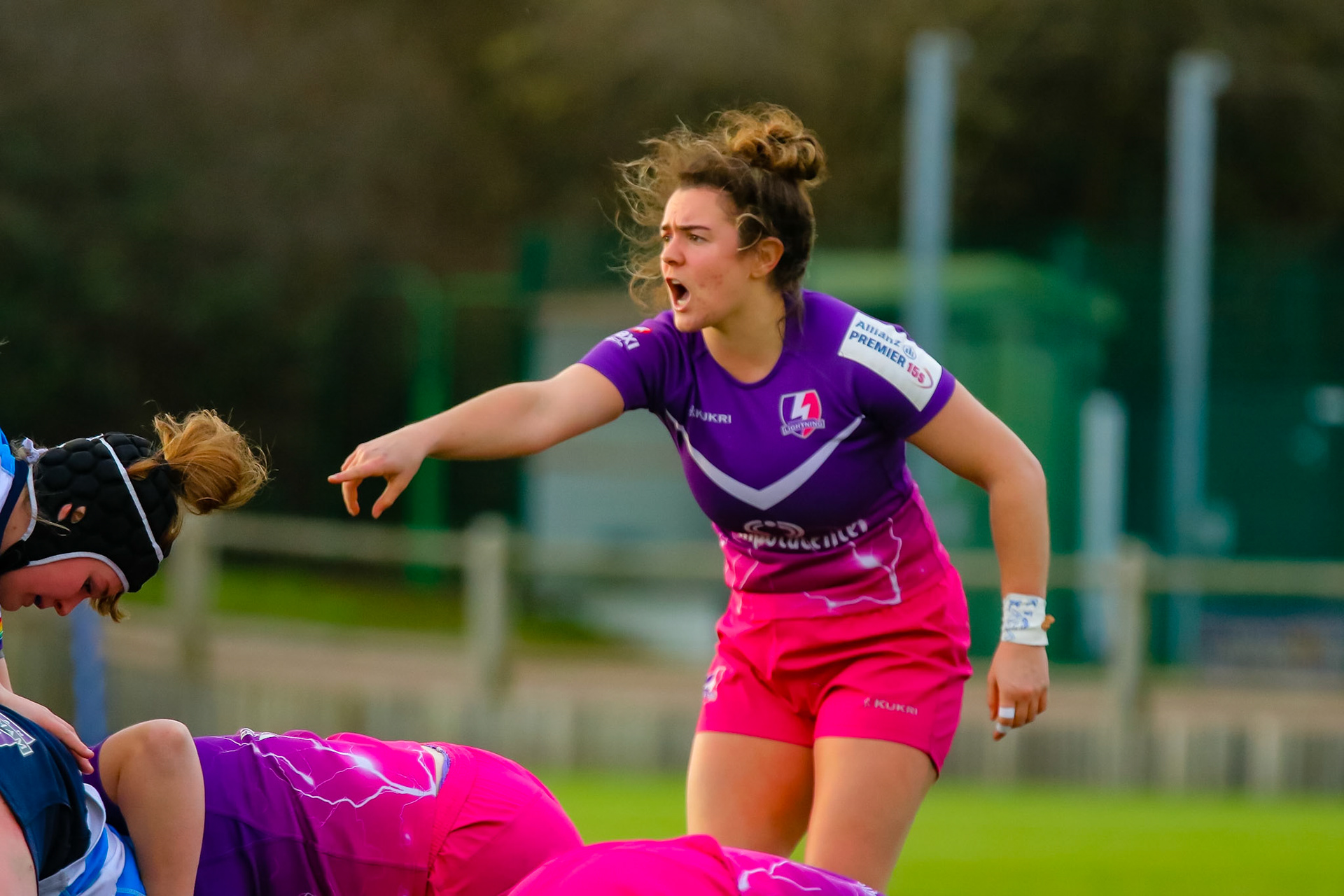 Eloise Hayward of Loughborough Lightning during the Allianz Premier 15s match between Loughborough Lightning and DMP Sharks at The Loughborough University, England on 28th Jan 2022. © @benlumleyphoto