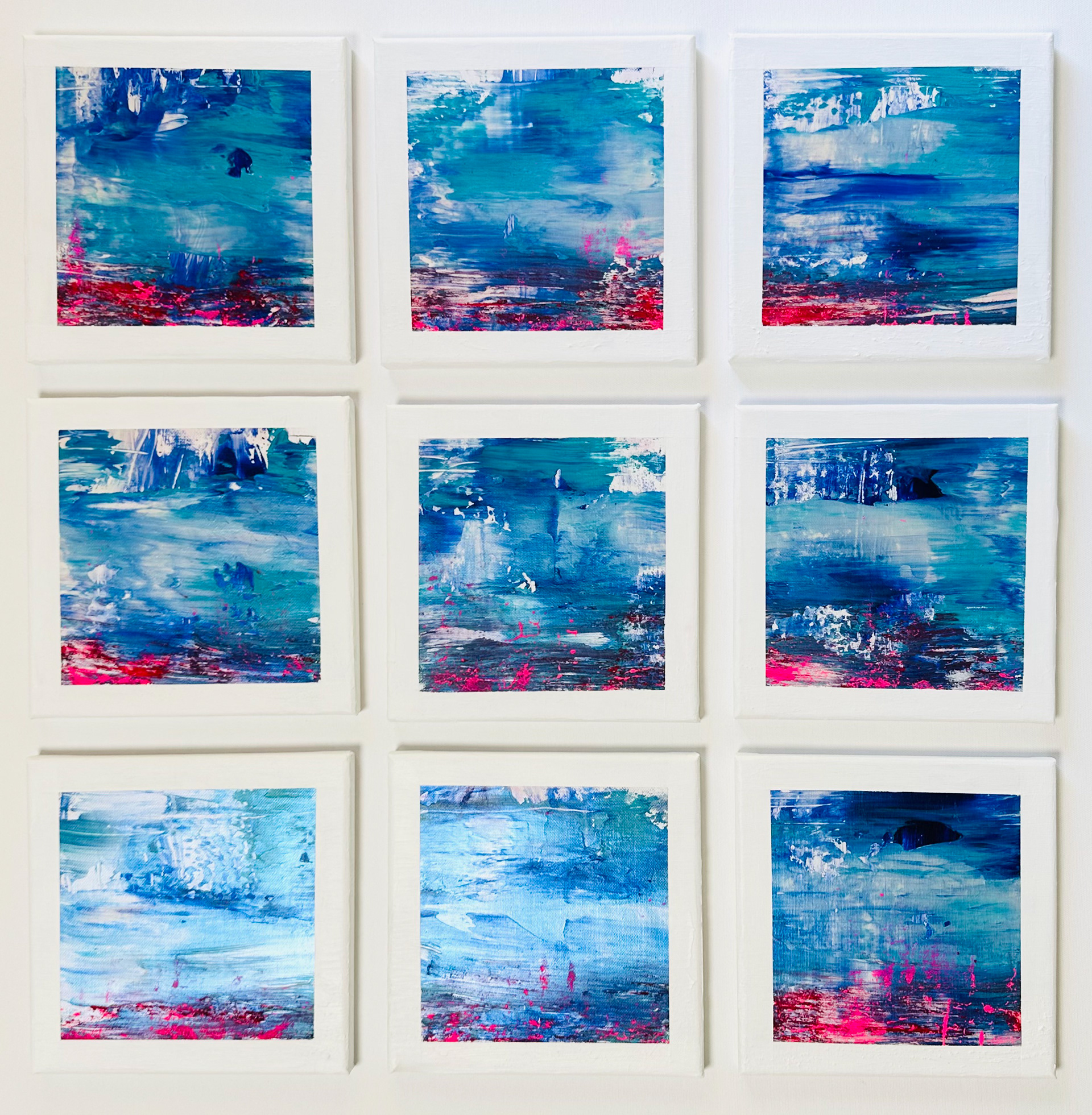 Kunstwerke "Pinkt Traces" 3x3 Block