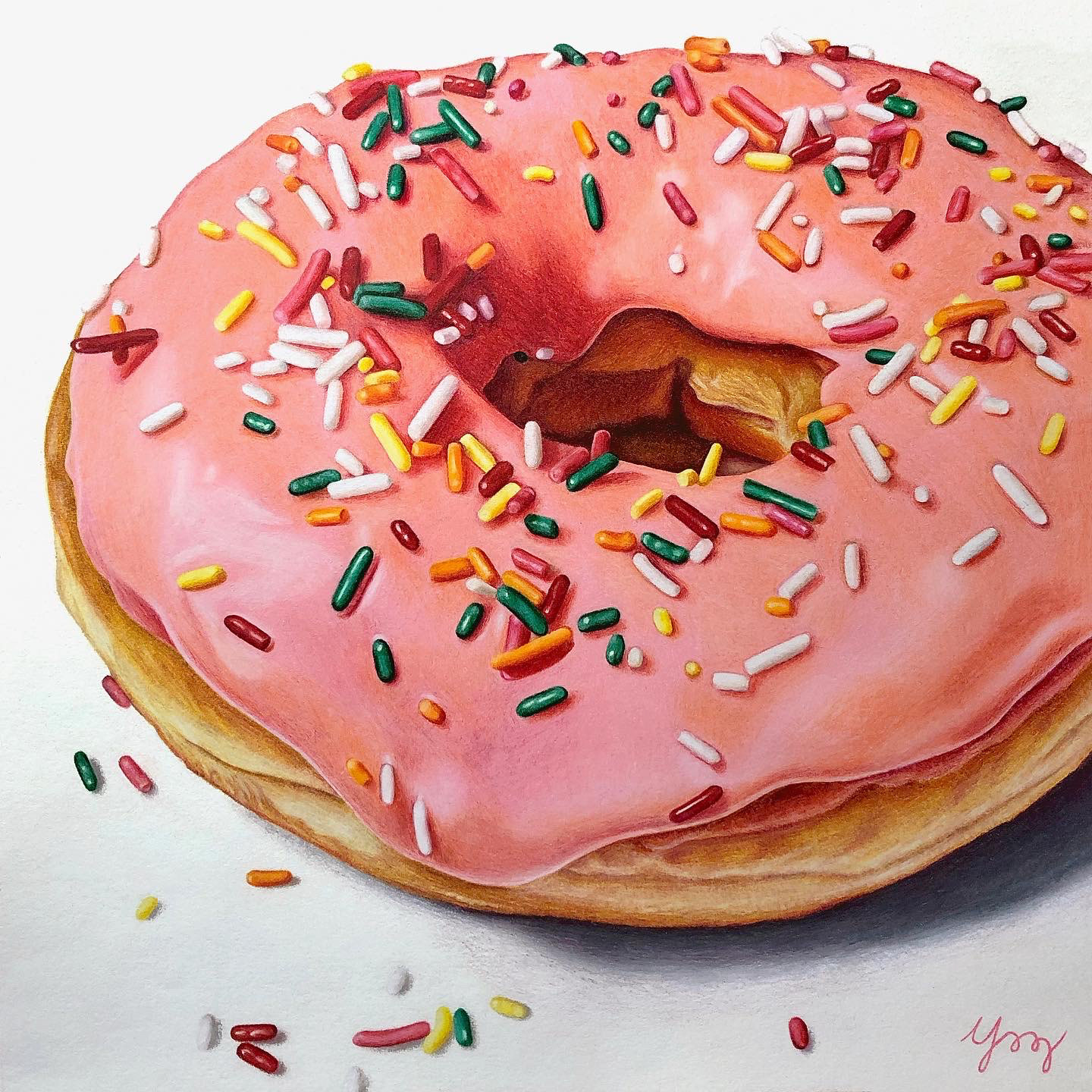 "Strawberry Frosted." Colored pencils. 2020.