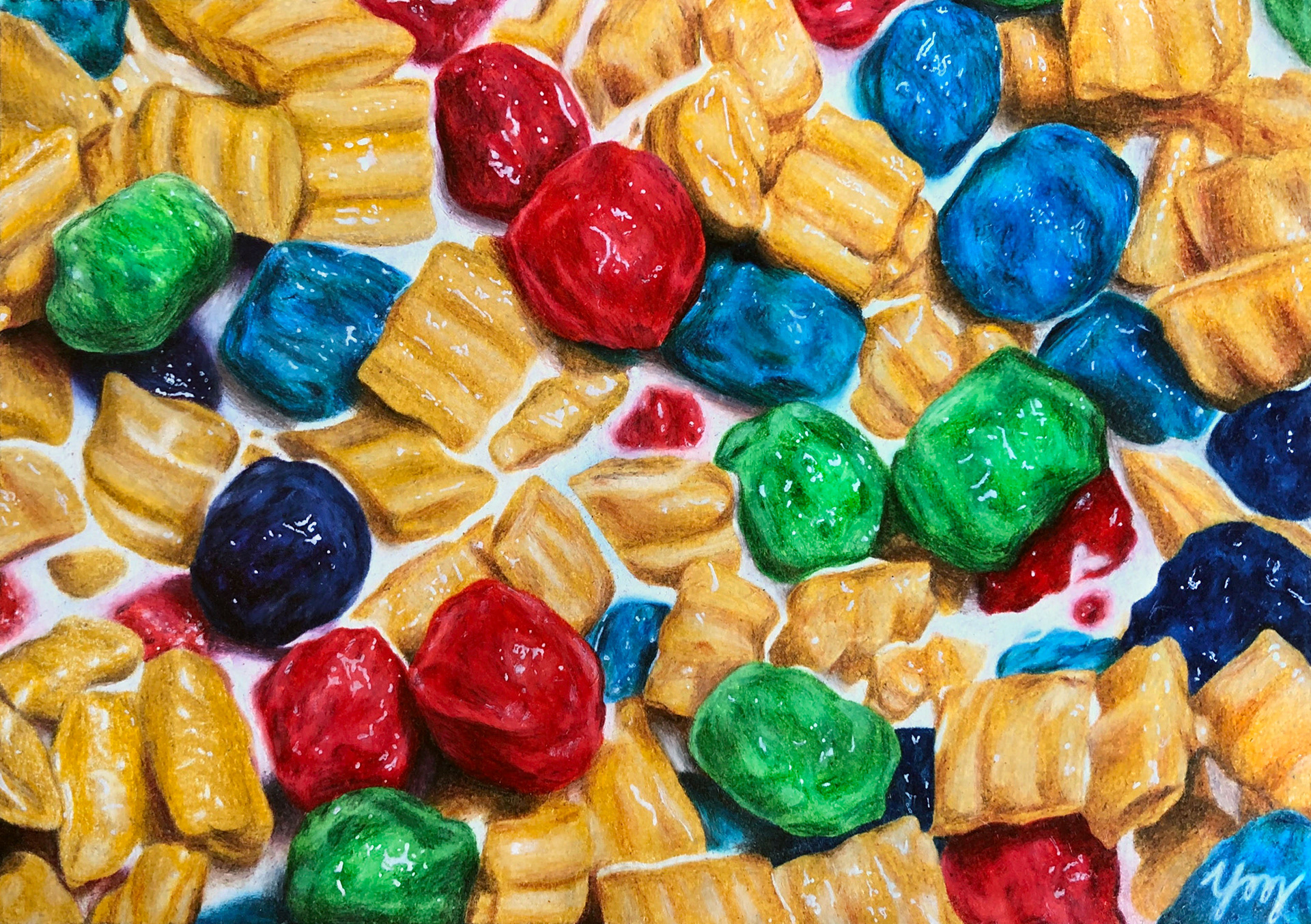 "Crunchy Spoonfuls." Colored pencils. 2019.