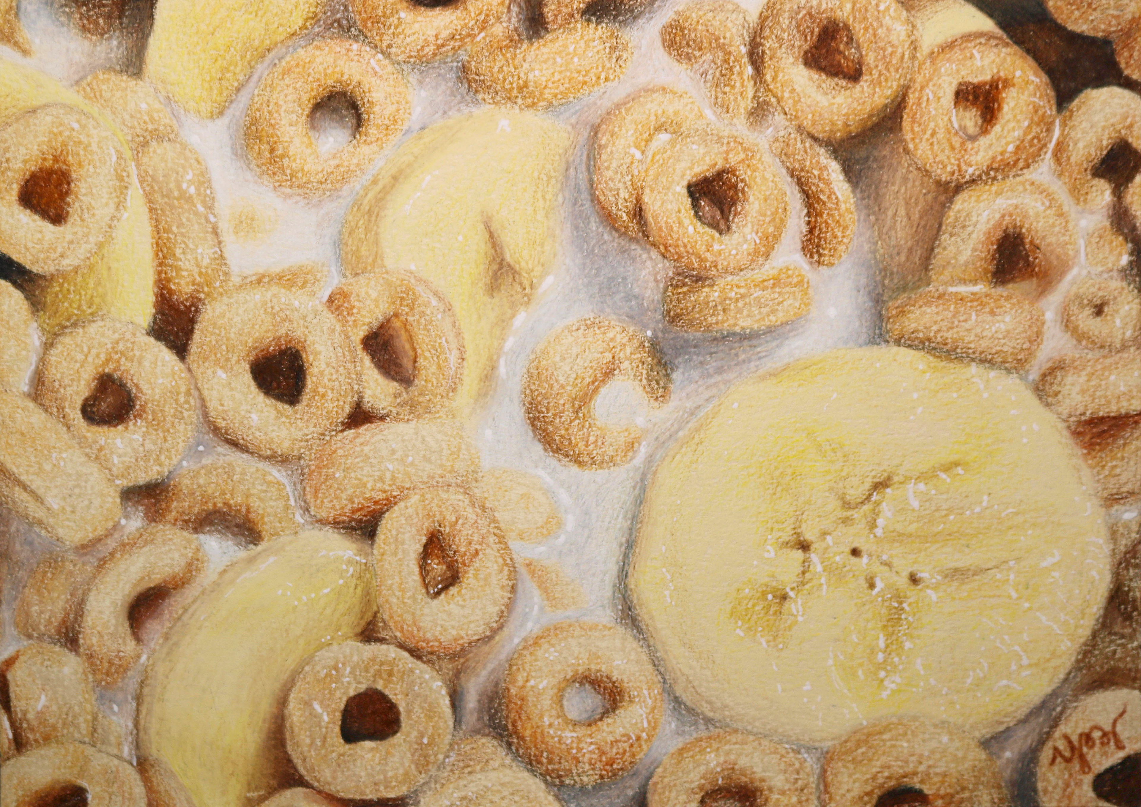"Cheerios and Bananas." Colored pencils. 2018.