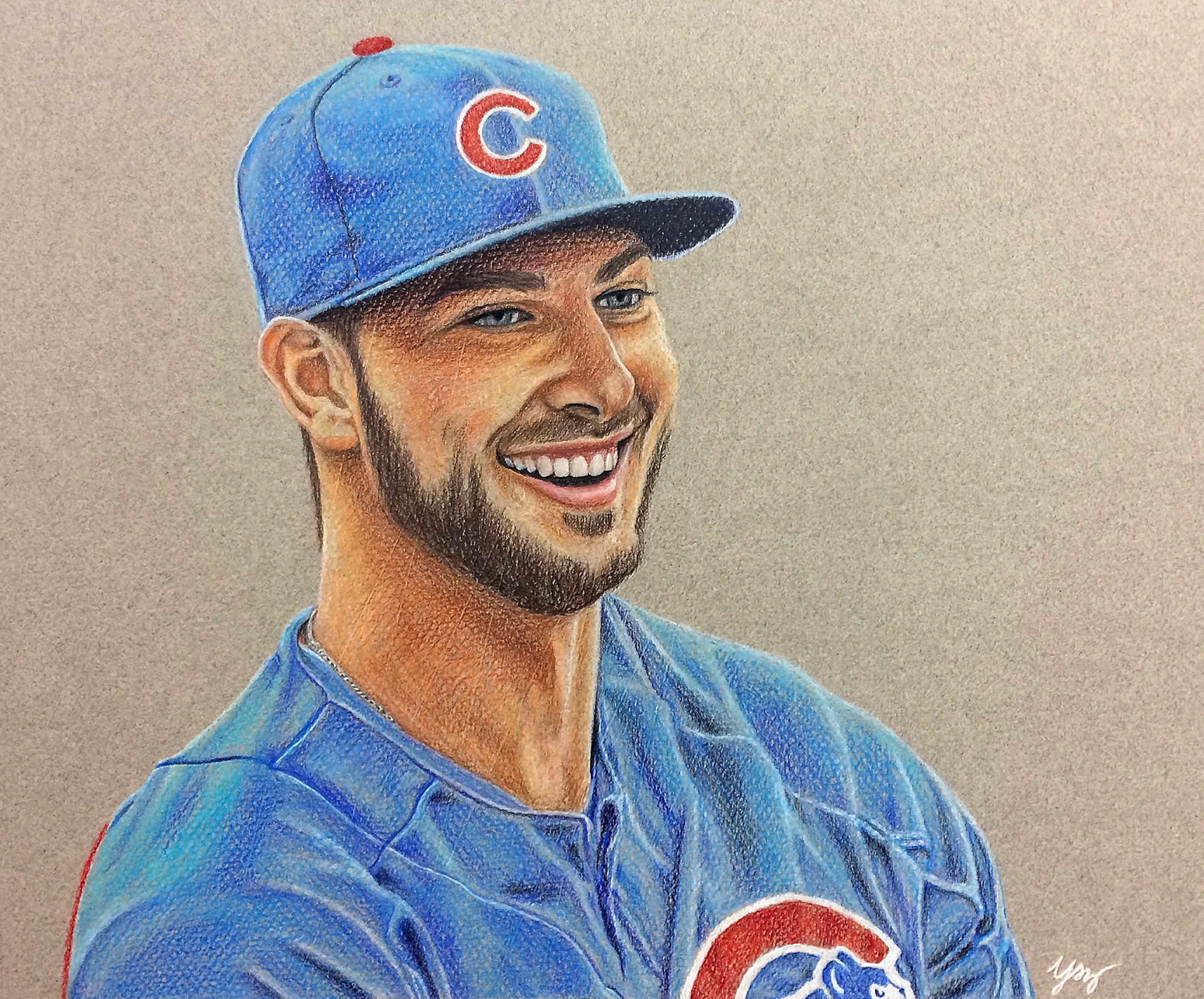 "Kris Bryant." Colored pencils. 2018.