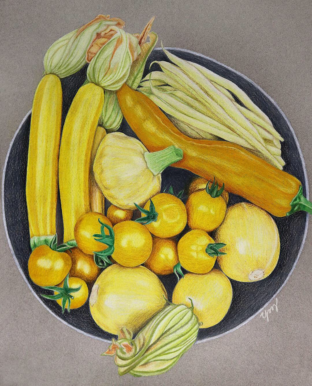 "Yellow Harvest." Colored pencils. 2019.