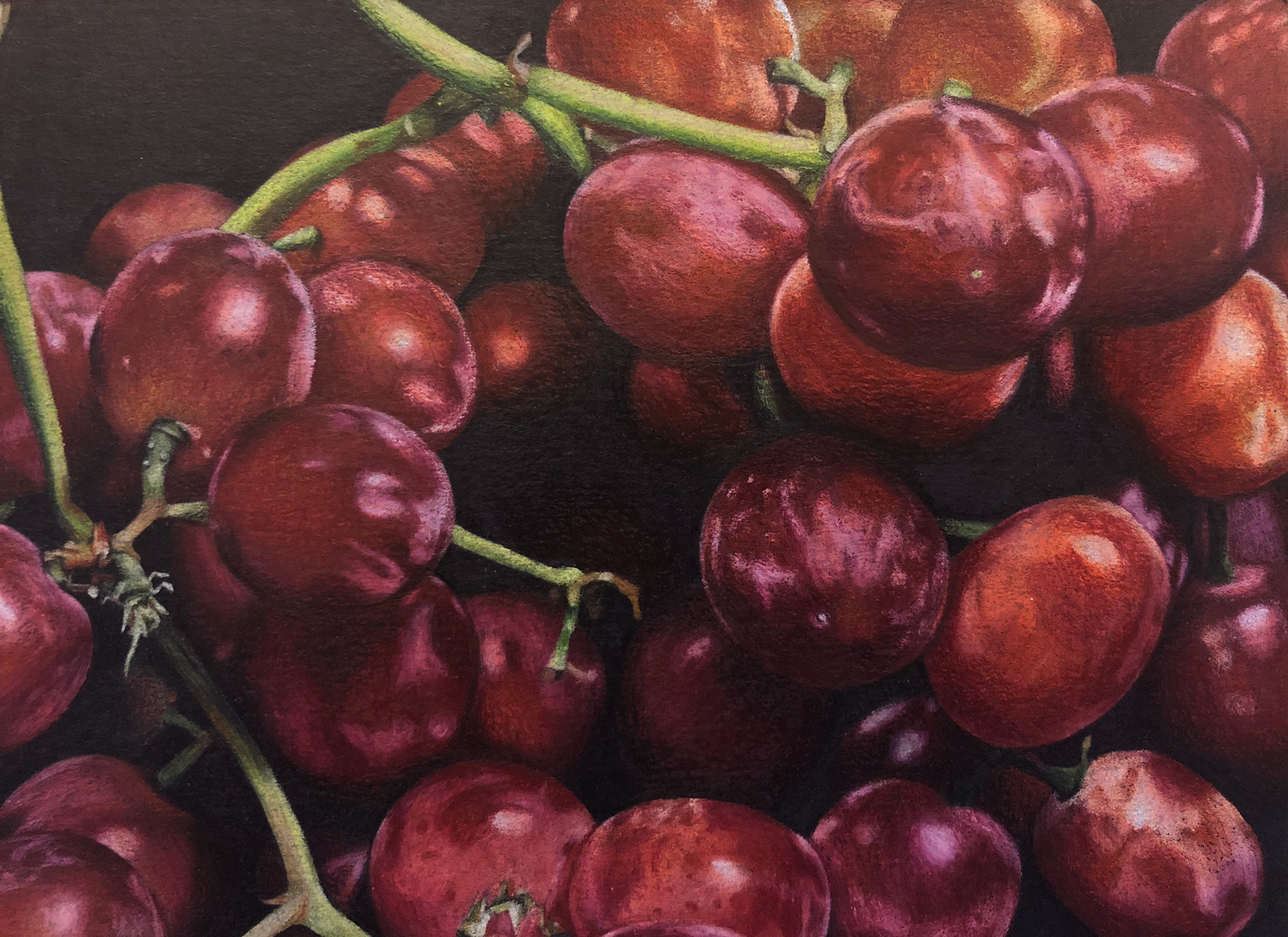 "Red Grapes." Colored pencils. 2019.
