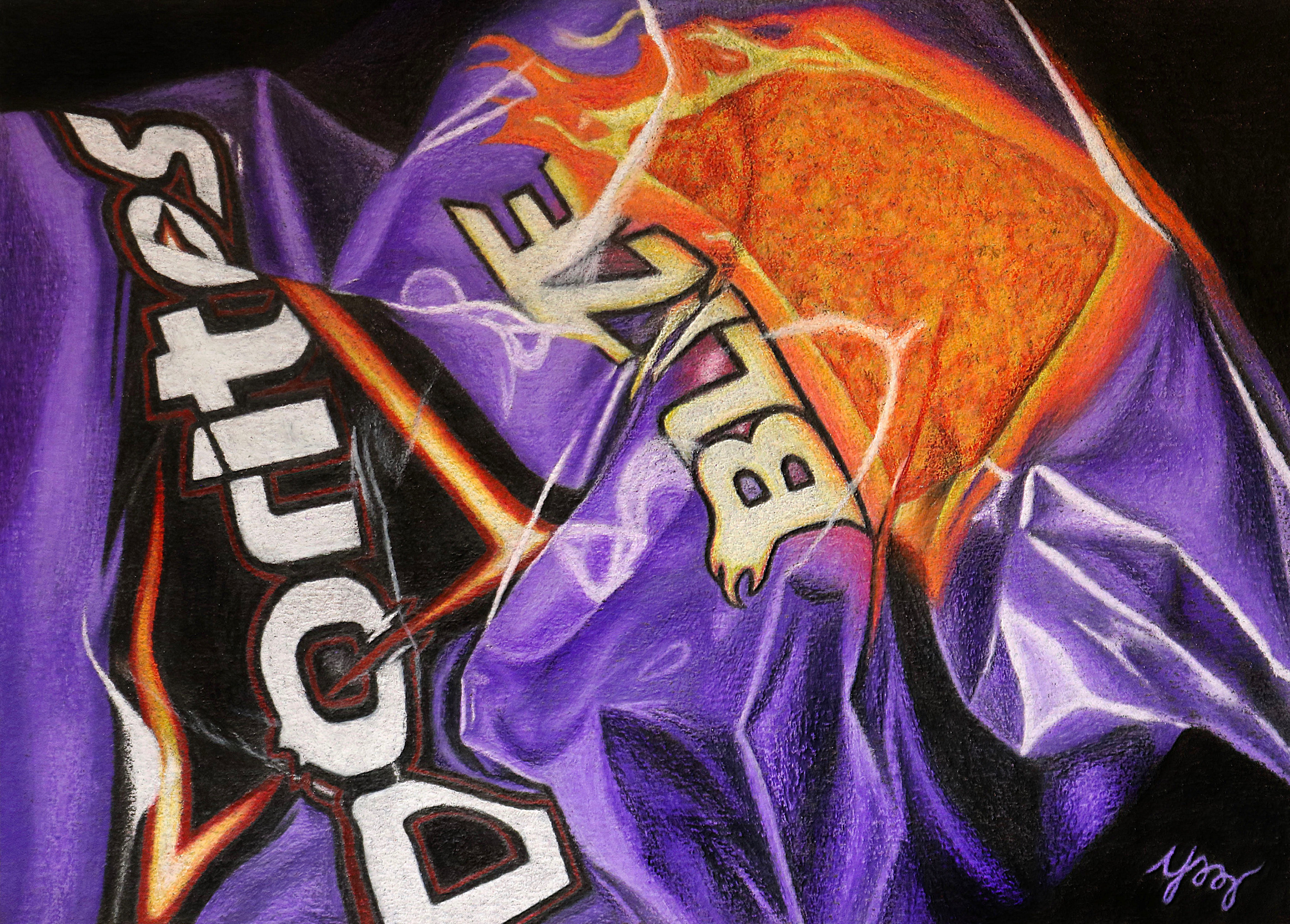 "Bag of Blaze". Colored pencils. 2018.