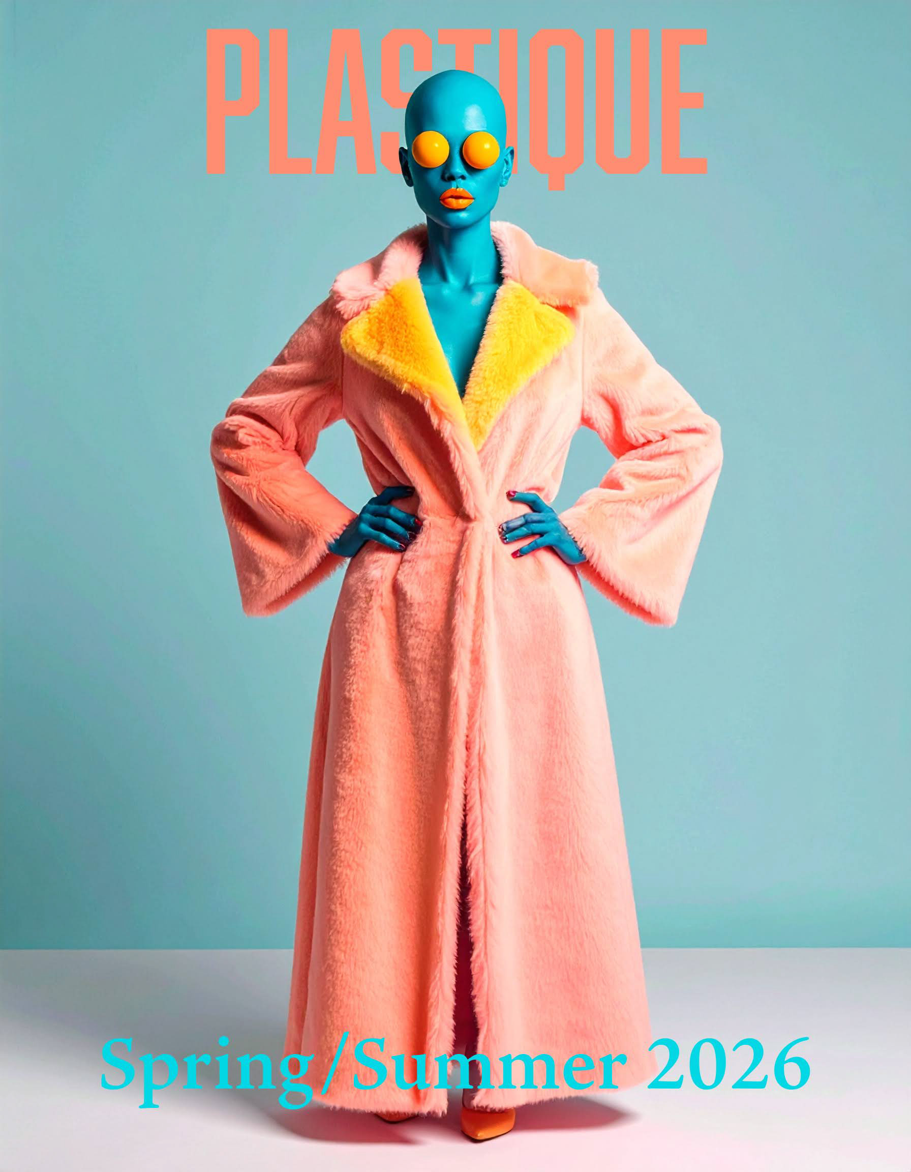 High-fashion surrealism. AI-assisted character design integrated into a vivid, contemporary editorial layout.