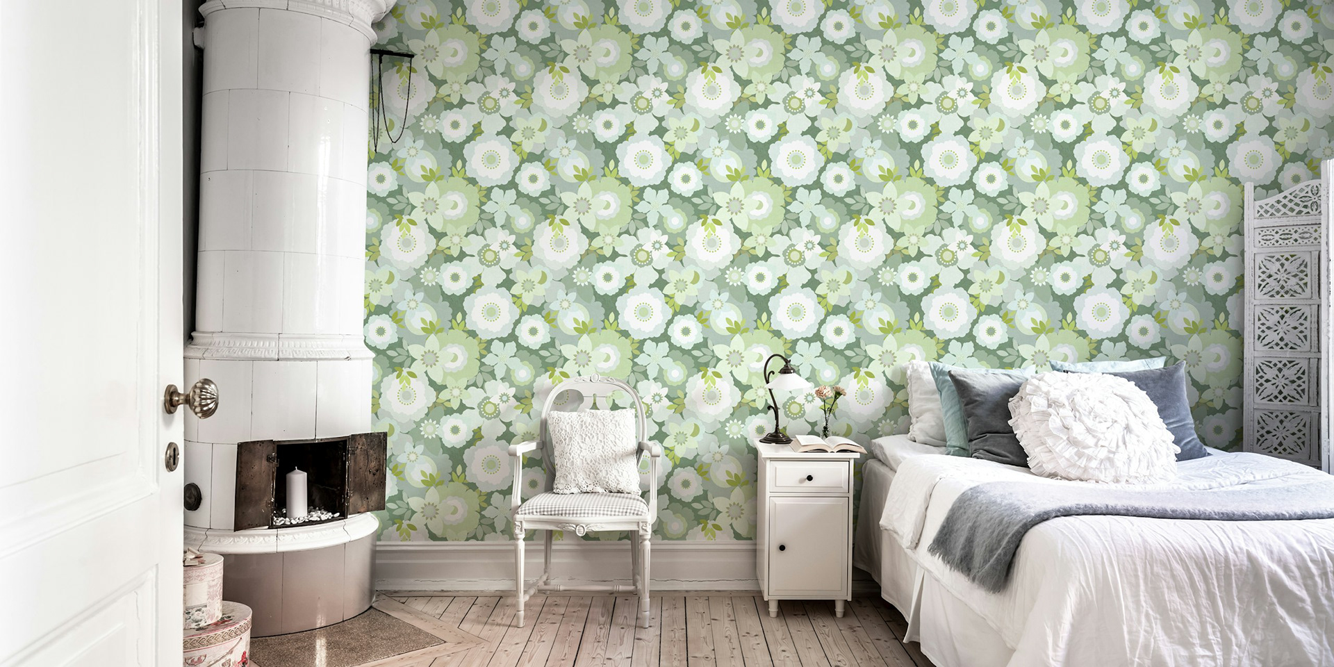 Retro Floral - Pastel Green