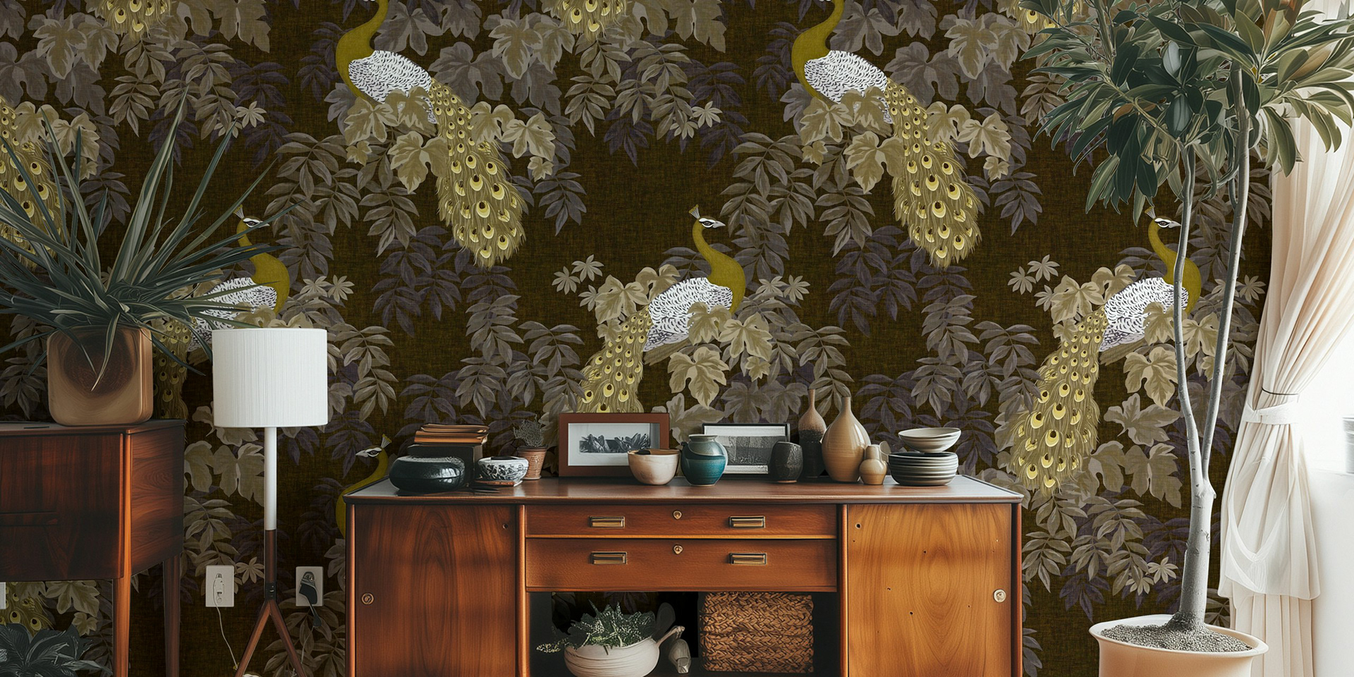 Peacock Garden - Warm Brown