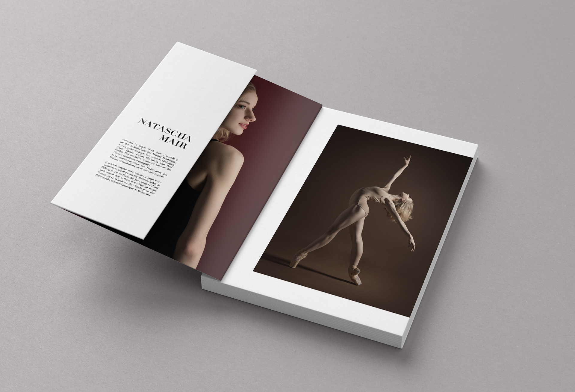The book »The unveiling of the mask — a book about the many faces of ballet« allows a glimpse behind the scenes of the ballet world. By portraying the lives of ballet dancers through interviews and photography, the reader is given a clearer understanding of the profession. Six individual professional dancers opened up to reveal insight to this half-forgotten form of art. The detailed and extensive interviews show the deep emotions connected to the profession of dancing. Unlike most of the publications approaching the world of ballet, this book does not lay its focus on the technical abilities and talent of the dancers, but shines a light on the intensive processes behind the big curtains, the constant aiming at perfection and the devotion of the individual dancers. Artistically enacted photography and photo reportages show the two contrasting worlds of ballet — the perfected, fictional and performed world on stage, and the personal, real lives of the dancers.