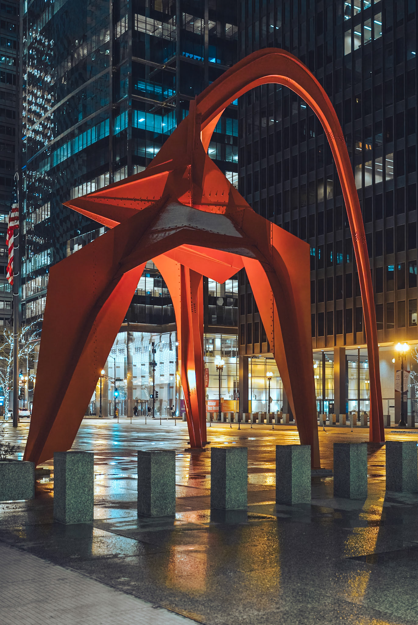 in midst of all of the glass, steel, brick, and concrete - suddenly - graceful vermillion arches swoop and soar clashing with the rote grid lines and you feel a bit better
