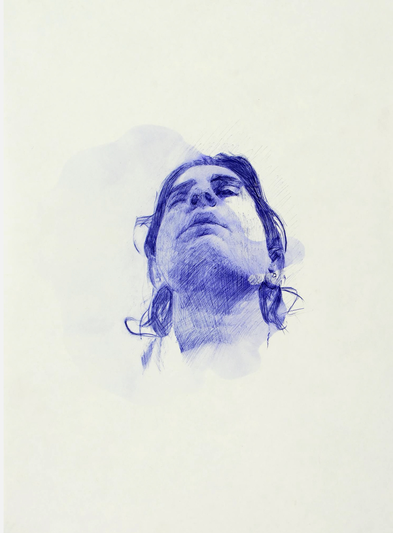 Blue Pigment 2016, mixed media ( ball point pen, deodorant and paper), 40cm * 30cm  