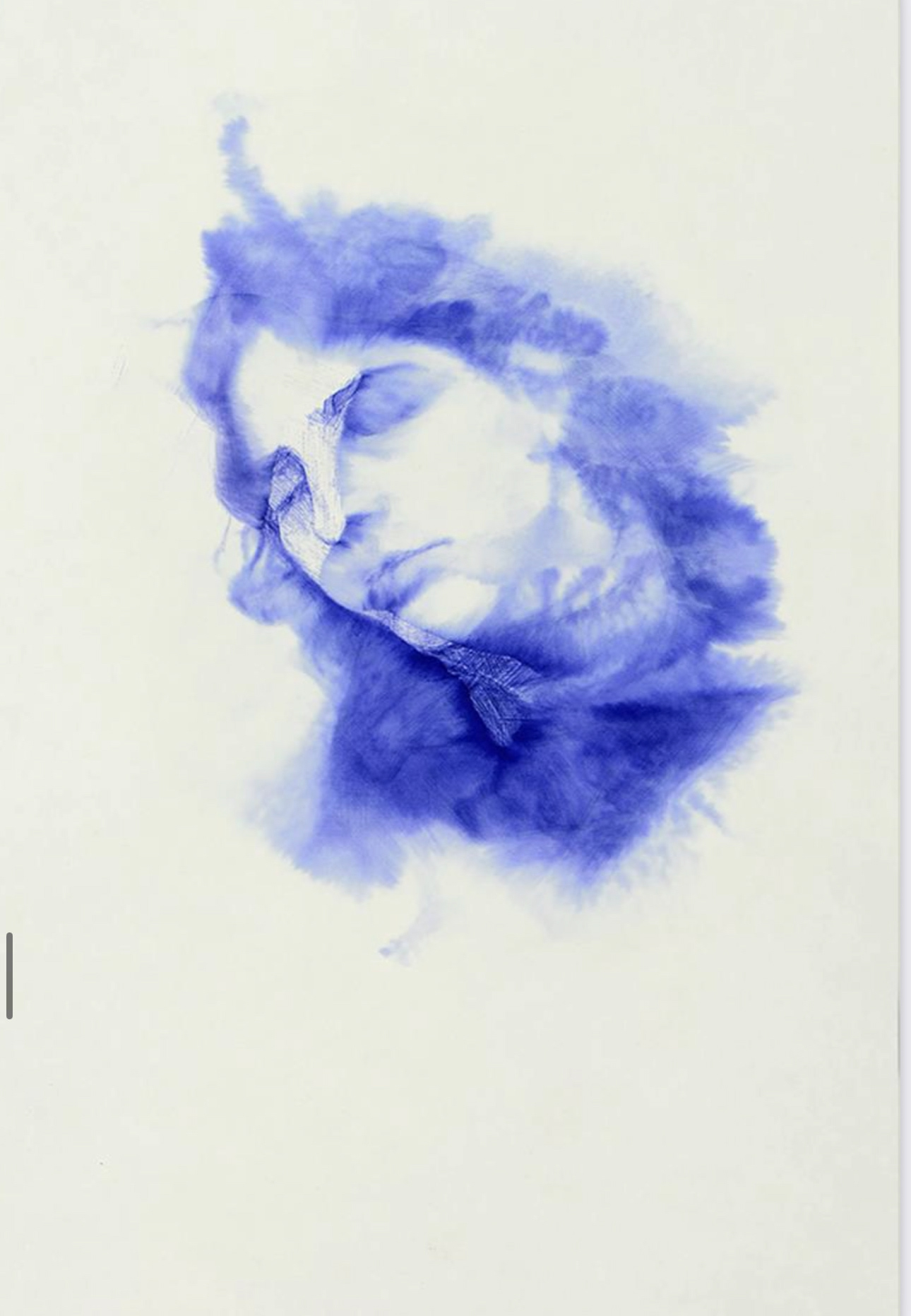 Blue Pigment 2016, mixed media ( ball point pen, deodorant and paper), 40cm * 30cm  