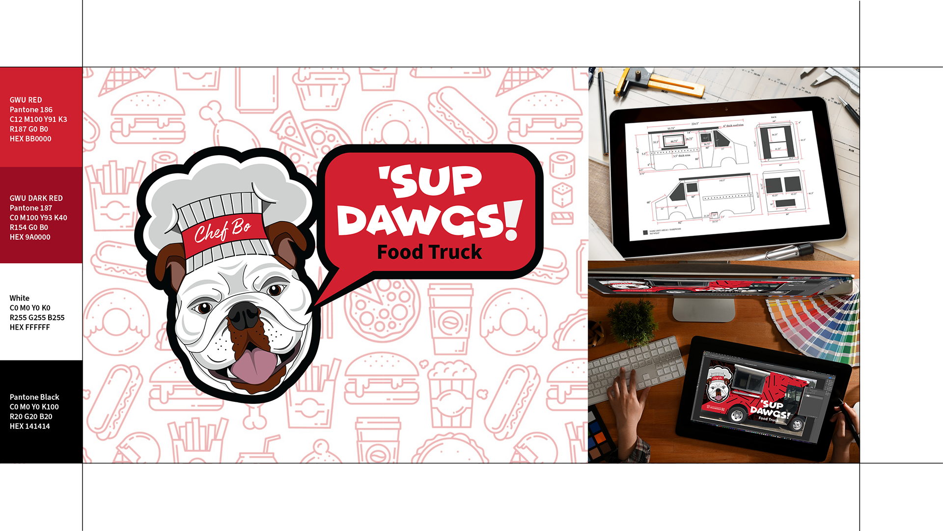 Brand Development, Logo Creation, Graphic Elements, Colors and Production Specs.