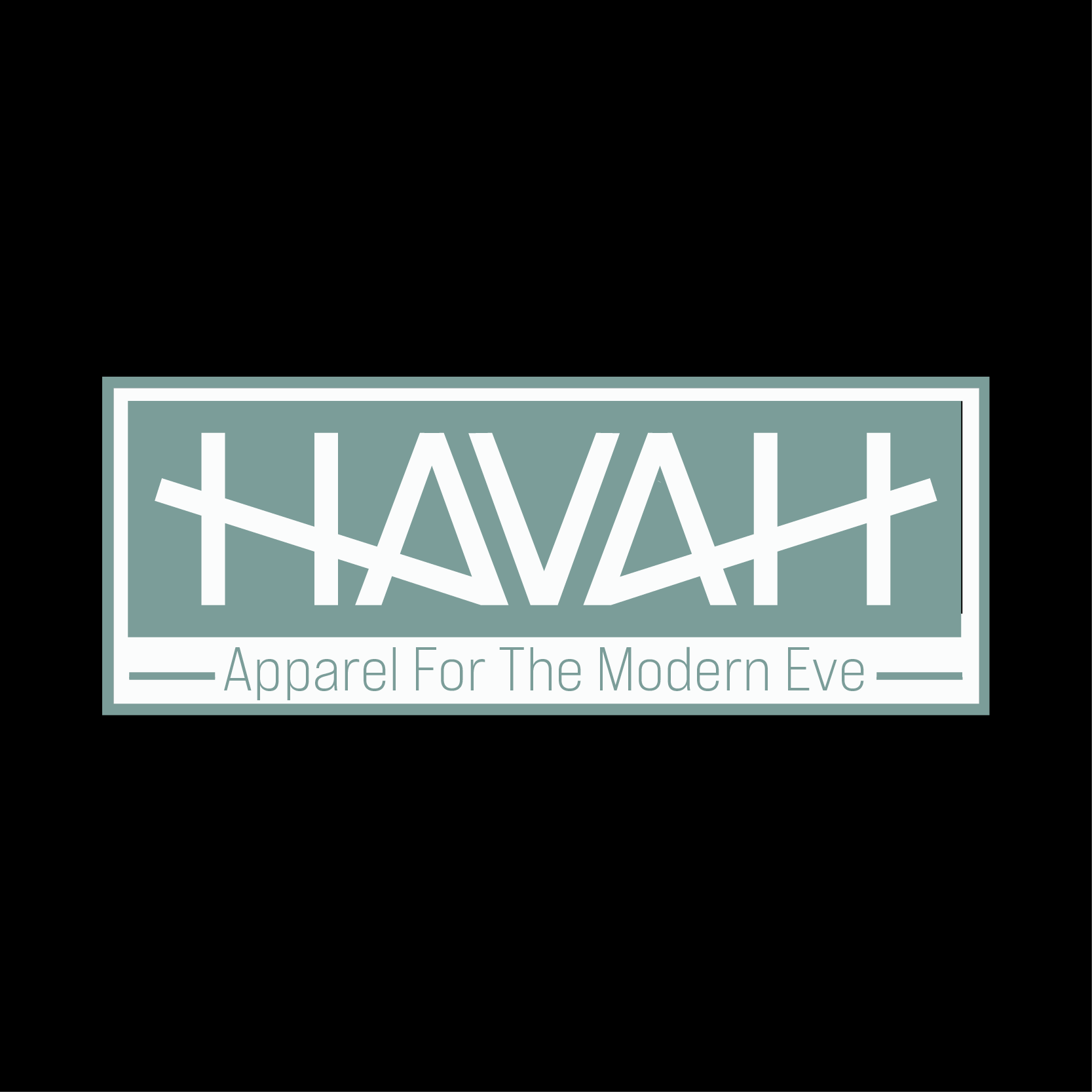 Logo for HAVAH, an apparel brand designed “for the modern Eve.” The name Havah—Hebrew for “Eve,” meaning “life” or “living”—reflects the brand’s inspiration: honoring the original “mother of all living.” The bold, geometric typography emphasizes that HAVAH is a palindrome, creating visual symmetry that reinforces the brand’s balance of tradition and modernity.