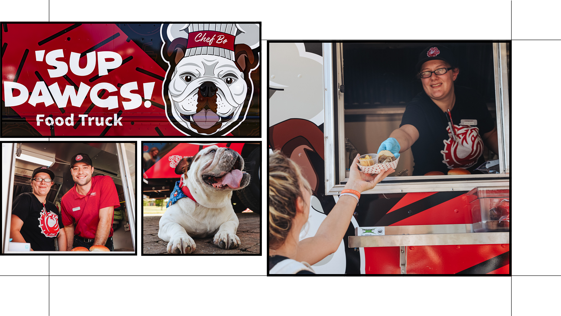 GWU 'Sup Dawgs Food Truck on location, interacting with students.