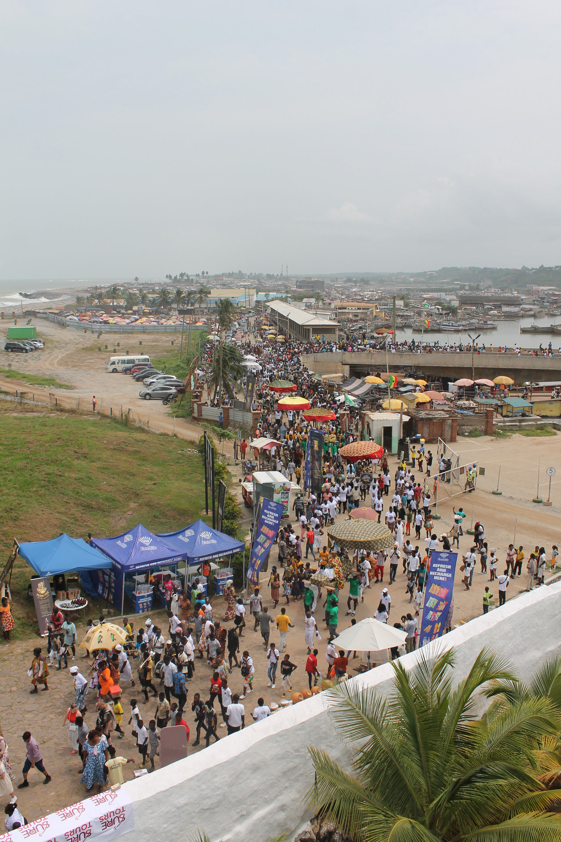 A cultural festival outside the castle walls.