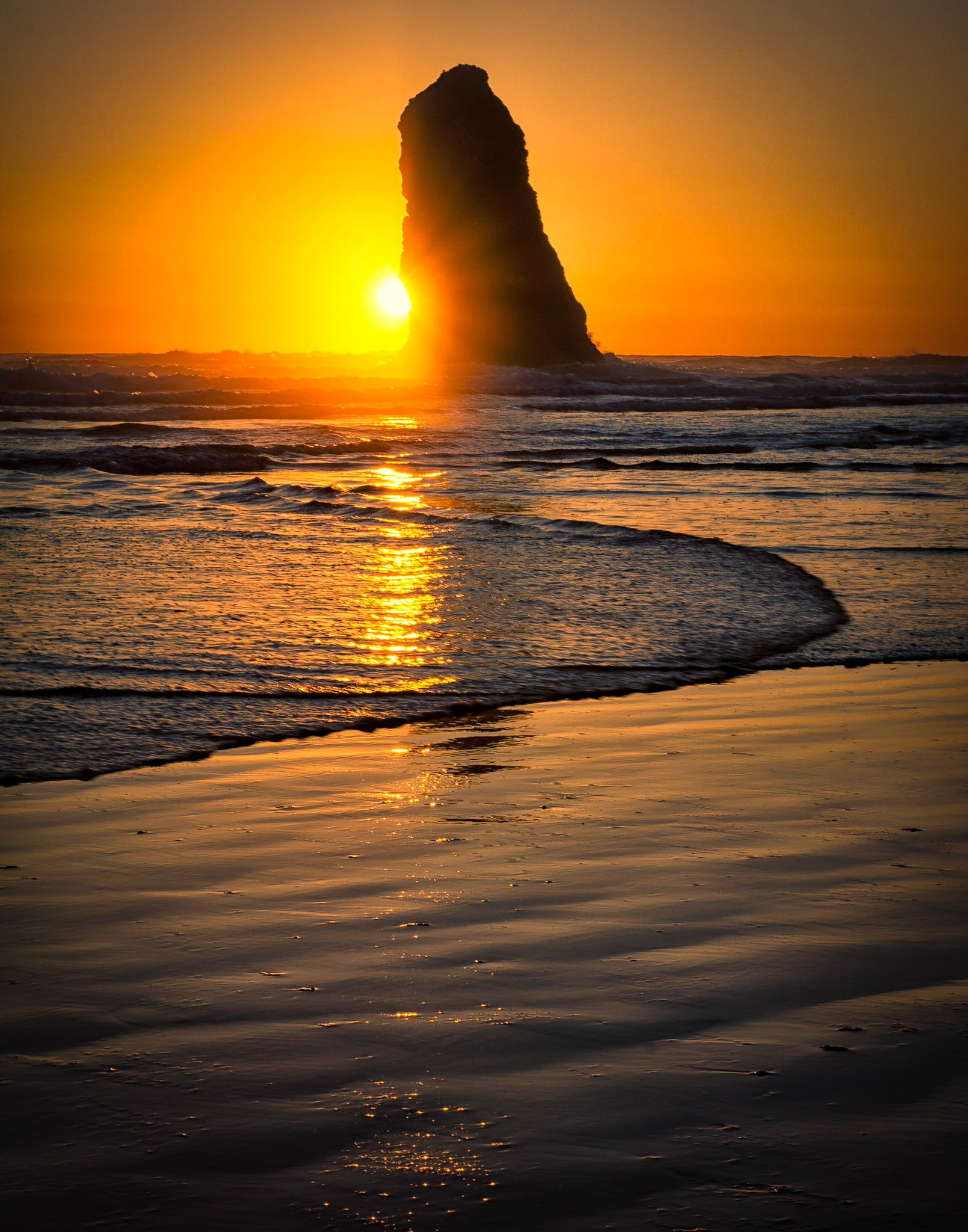 Sunset Reflection Cannon Beach