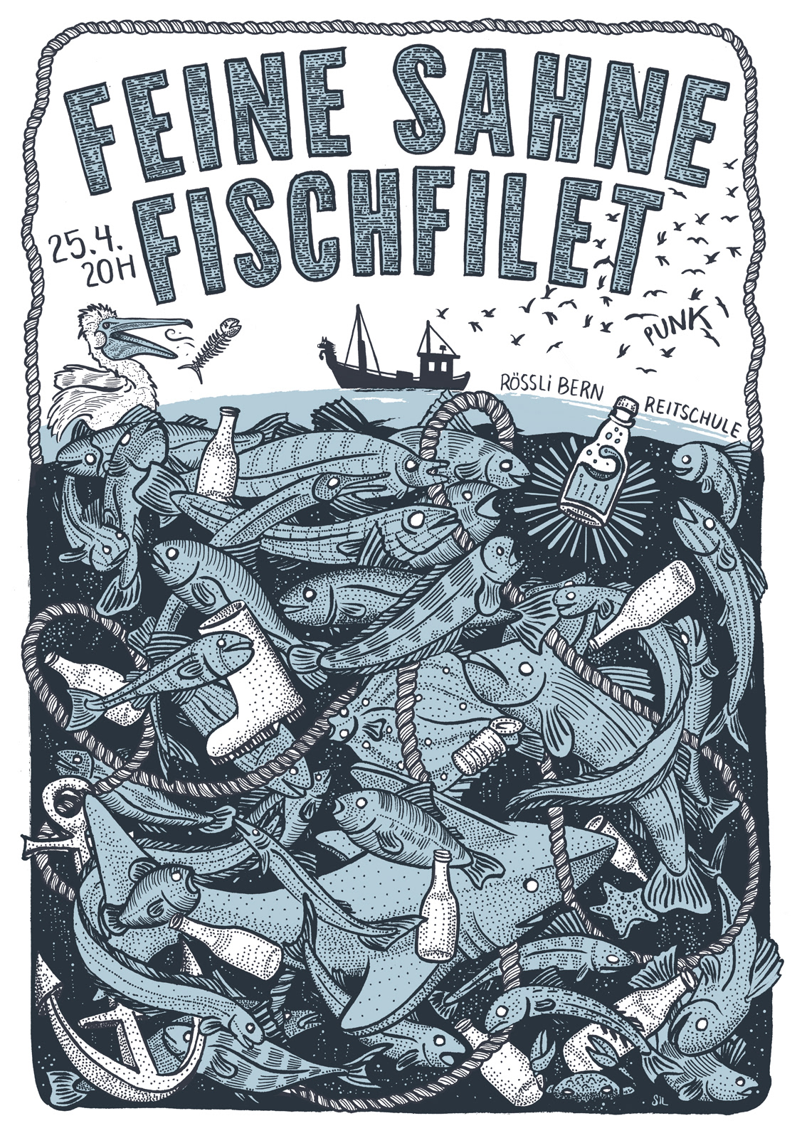 Feine Sahne Fischfilet — Konzerplakat Siebdruck