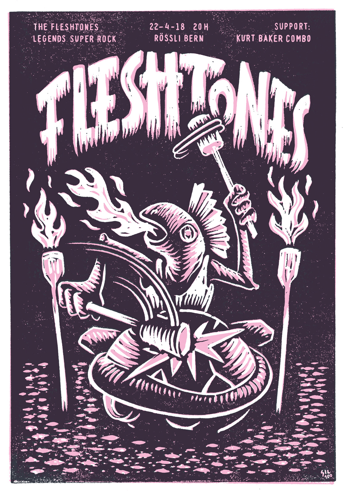 Fleshtones — Konzertplakat Siebdruck