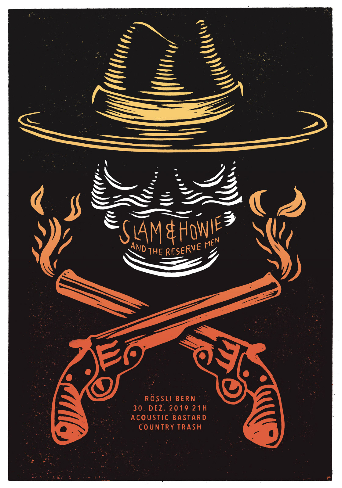 Slam and Howie — Konzertplakat Siebdruck
