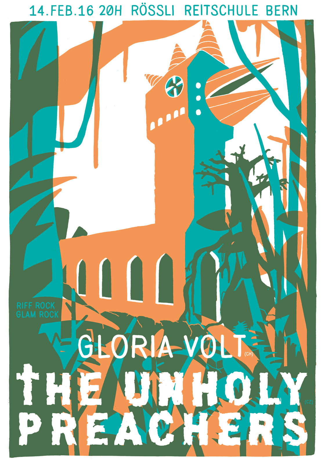 Unholy Preachers — Konzertplakat Siebdruck