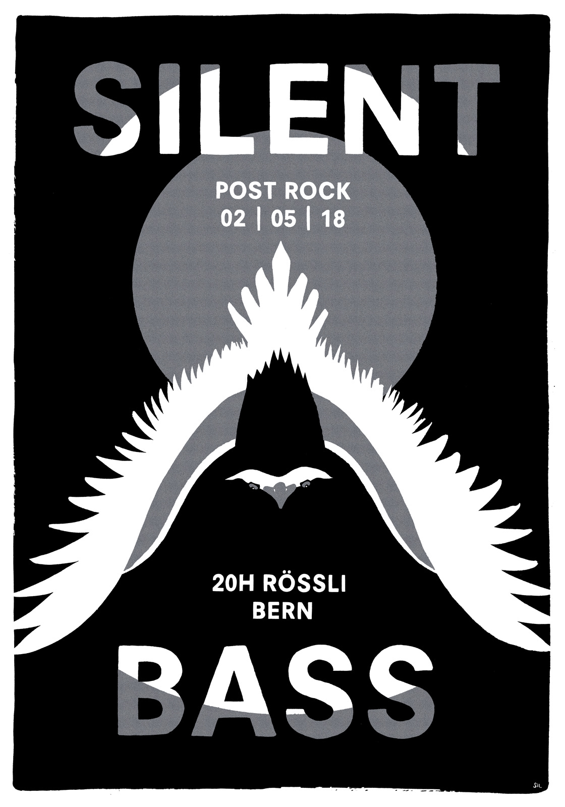 Silent Bass — Konzertplakat Siebdruck