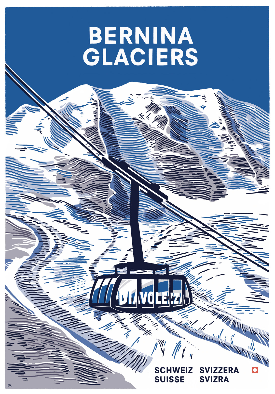 Diavolezza Bernina Glaciers — Tourismus Plakat