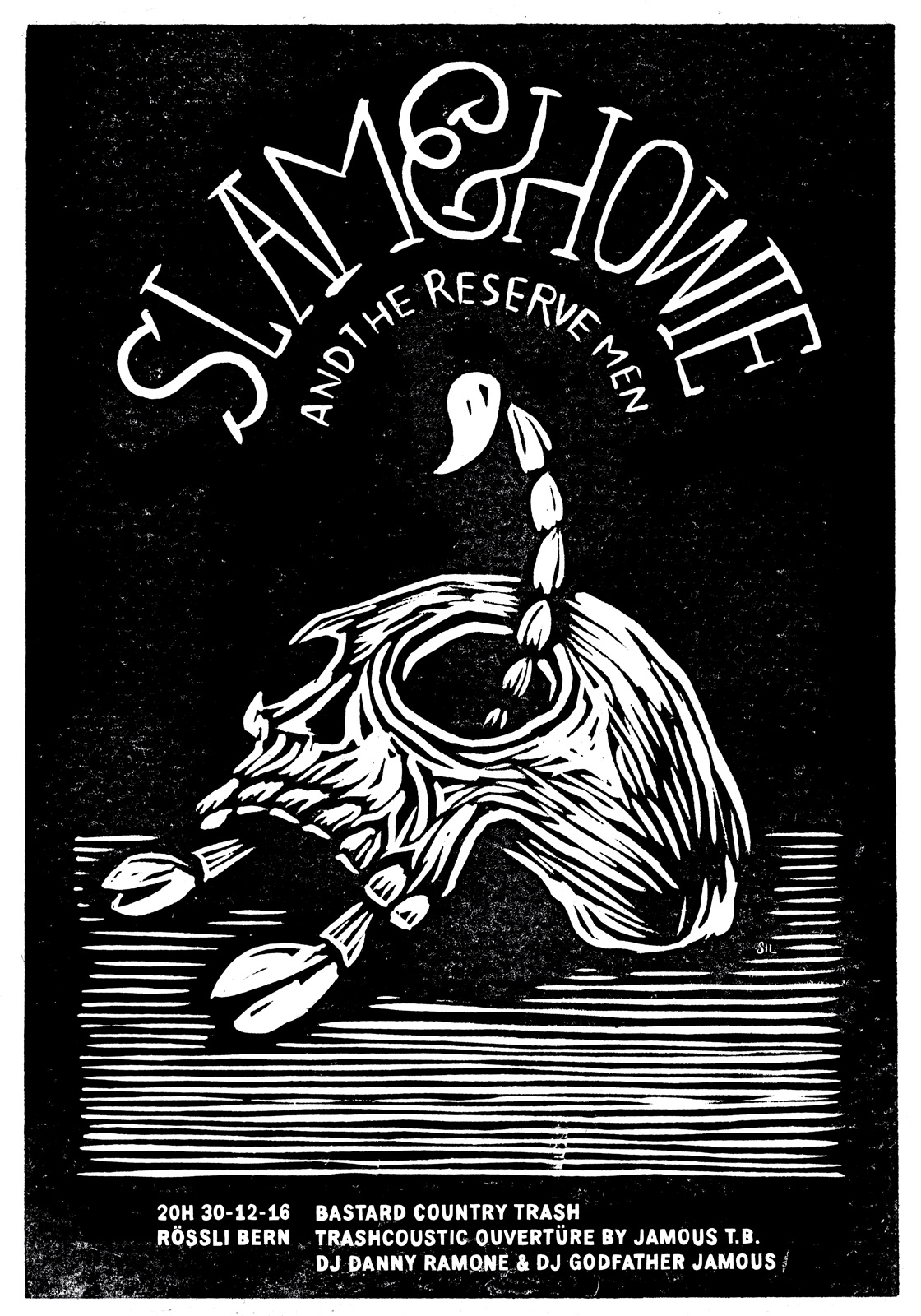 Slam and Howie — Konzertplakat Siebdruck