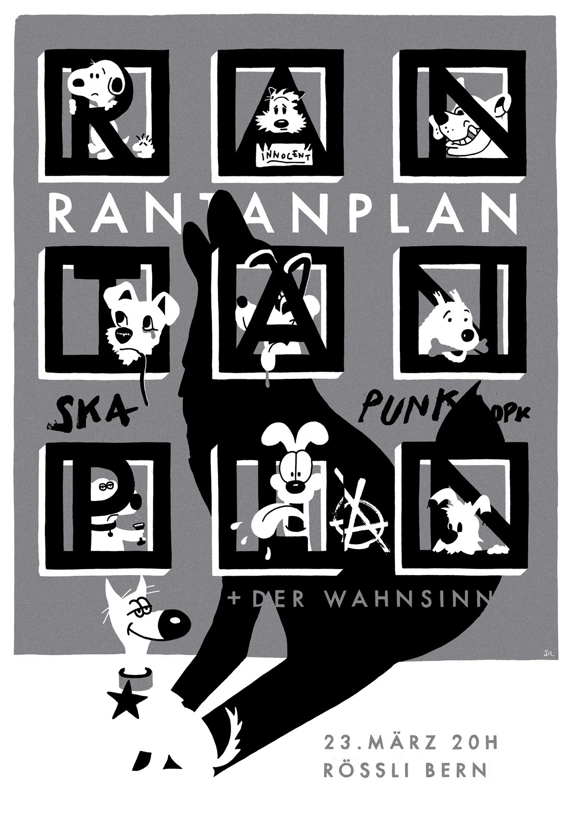 Rantanplan — Konzertplakat Siebdruck