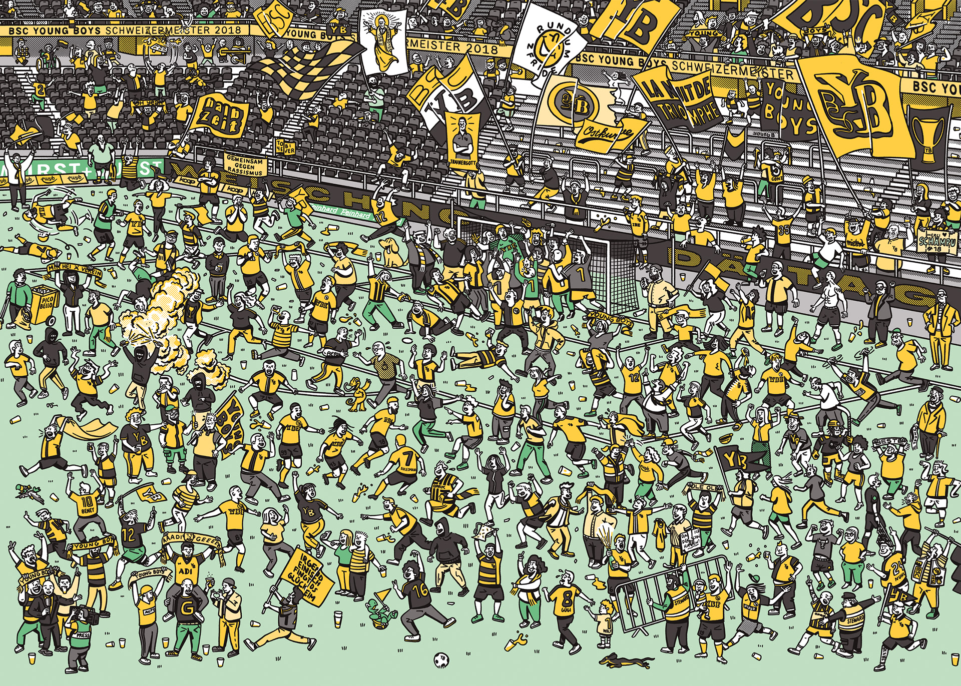 YB Wimmelbild — Stadion Wankdorf Platzsturm 28. April 2018