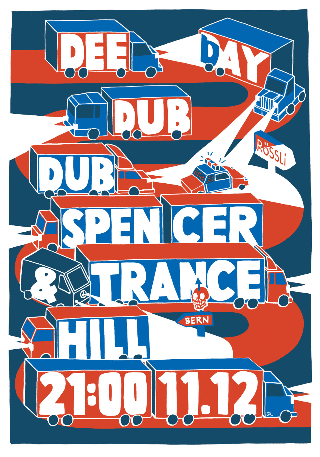 Dub Spence Trance Hill — Konzerplakat Siebdruck