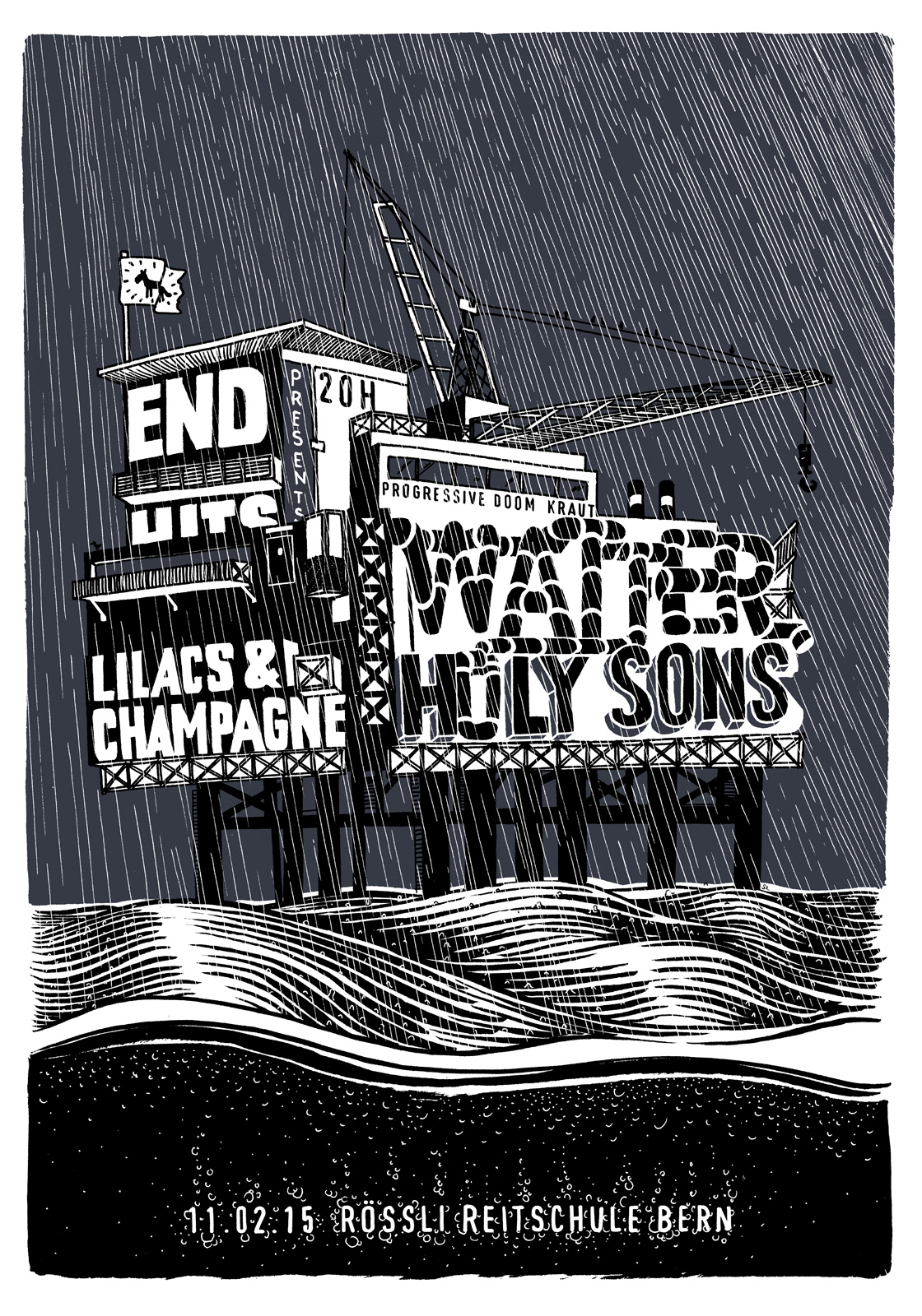 End Hits Watter Lilacs Champagne — Konzerplakat Siebdruck