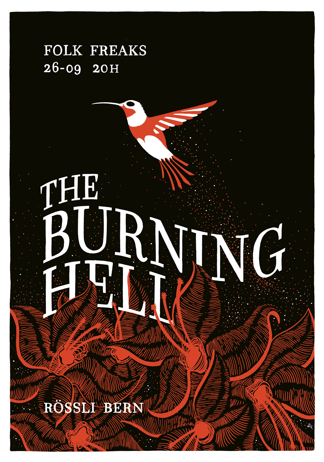 The Burning Hell — Konzertplakat Siebdruck