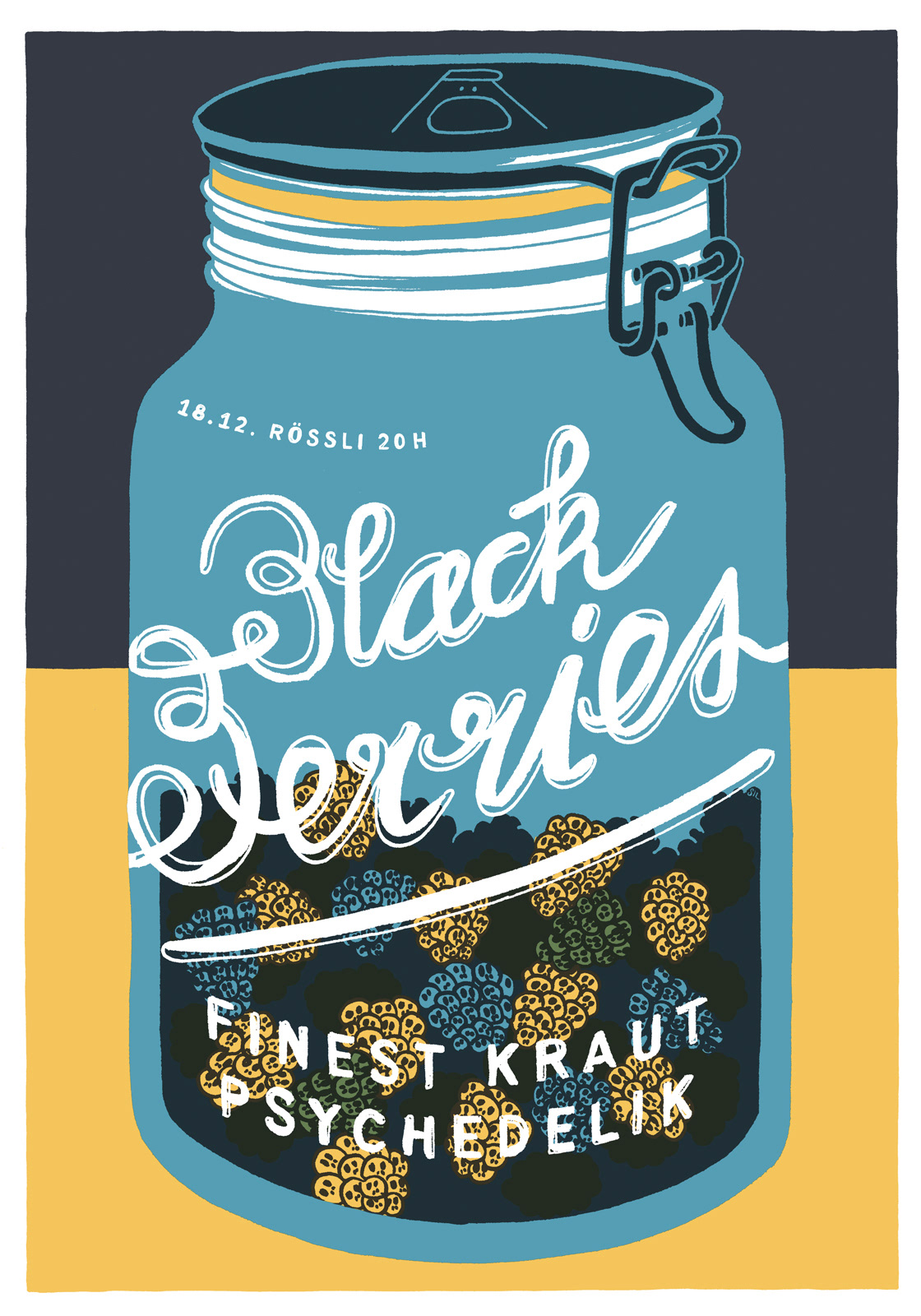 Black Berries — Konzertplakat Siebdruck
