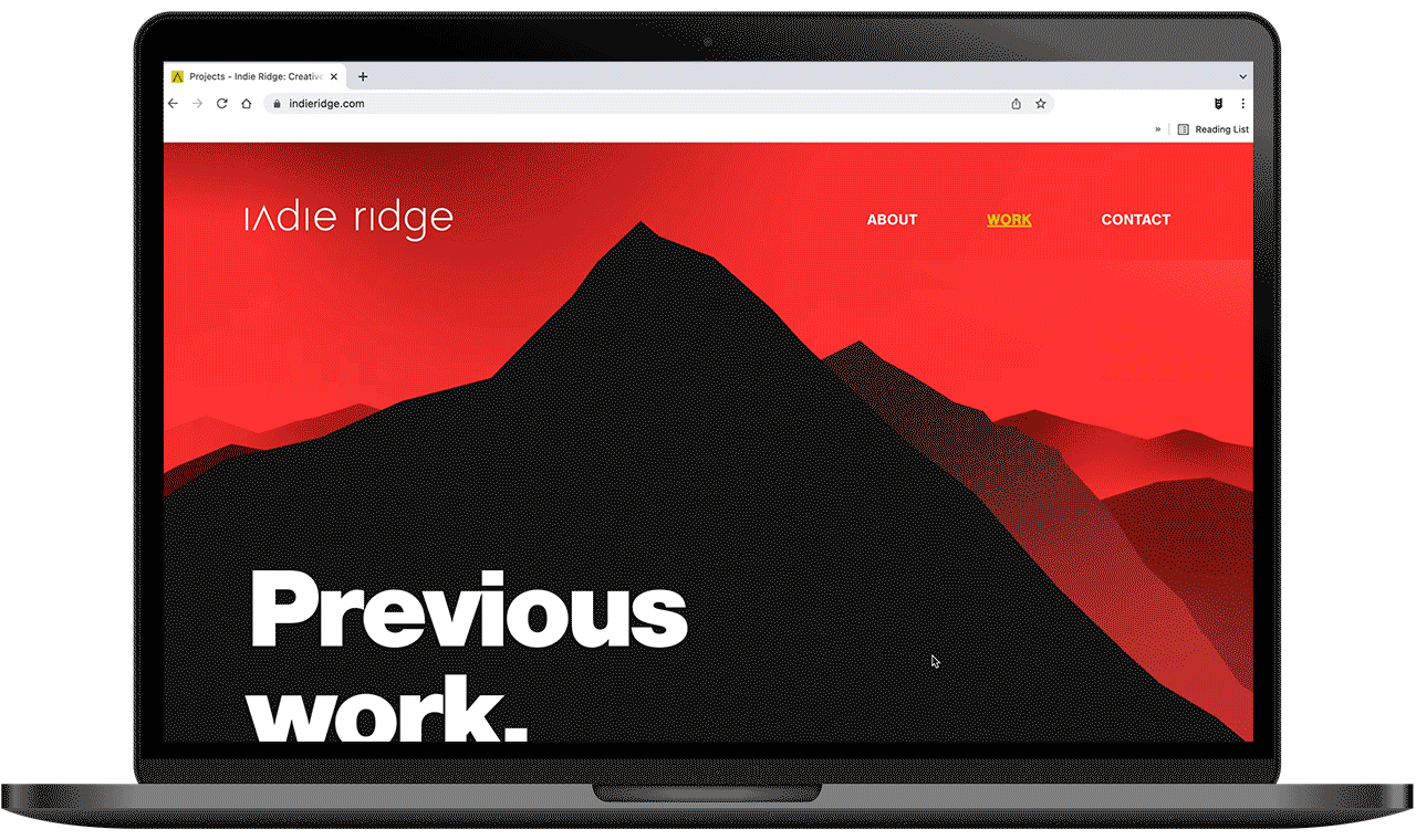 Animation of site design for Indie Ridge