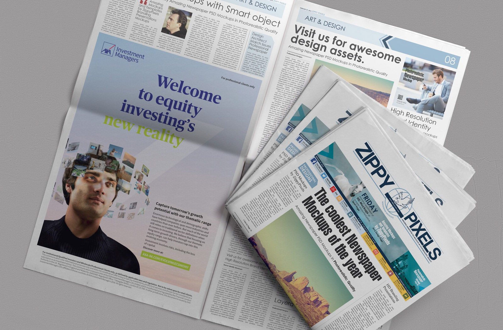 Creative artworking for Axa press ad with photo retouch