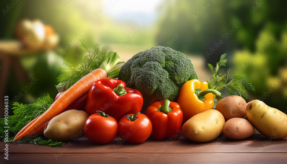 légumes sur une table en bois, tomate carotte brocoli poivron courge pomme de terre