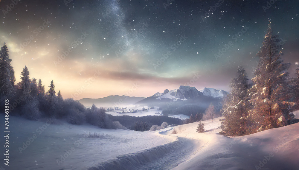 paysage d'hiver, vacances ou voyage l’hiver au ski, loisirs, détente, en décembre