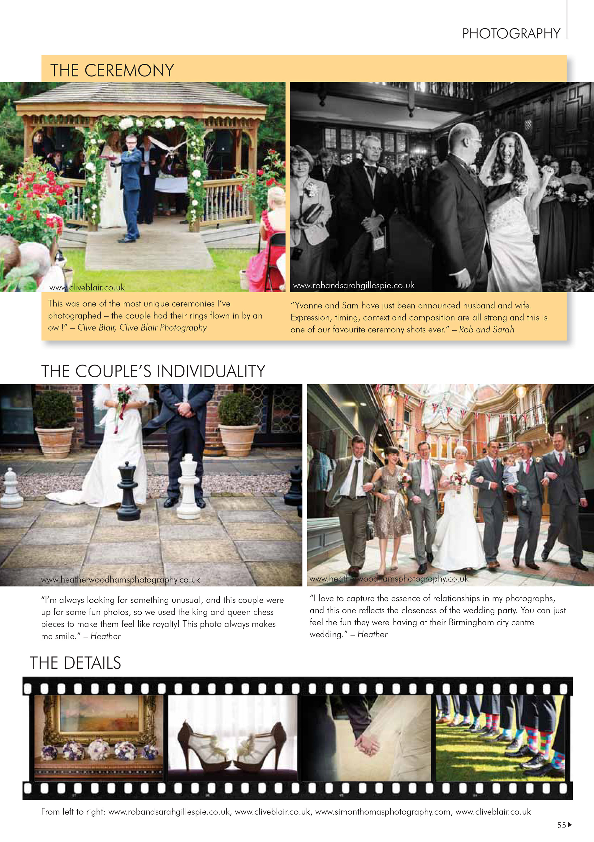 Contributions to wedding magazine