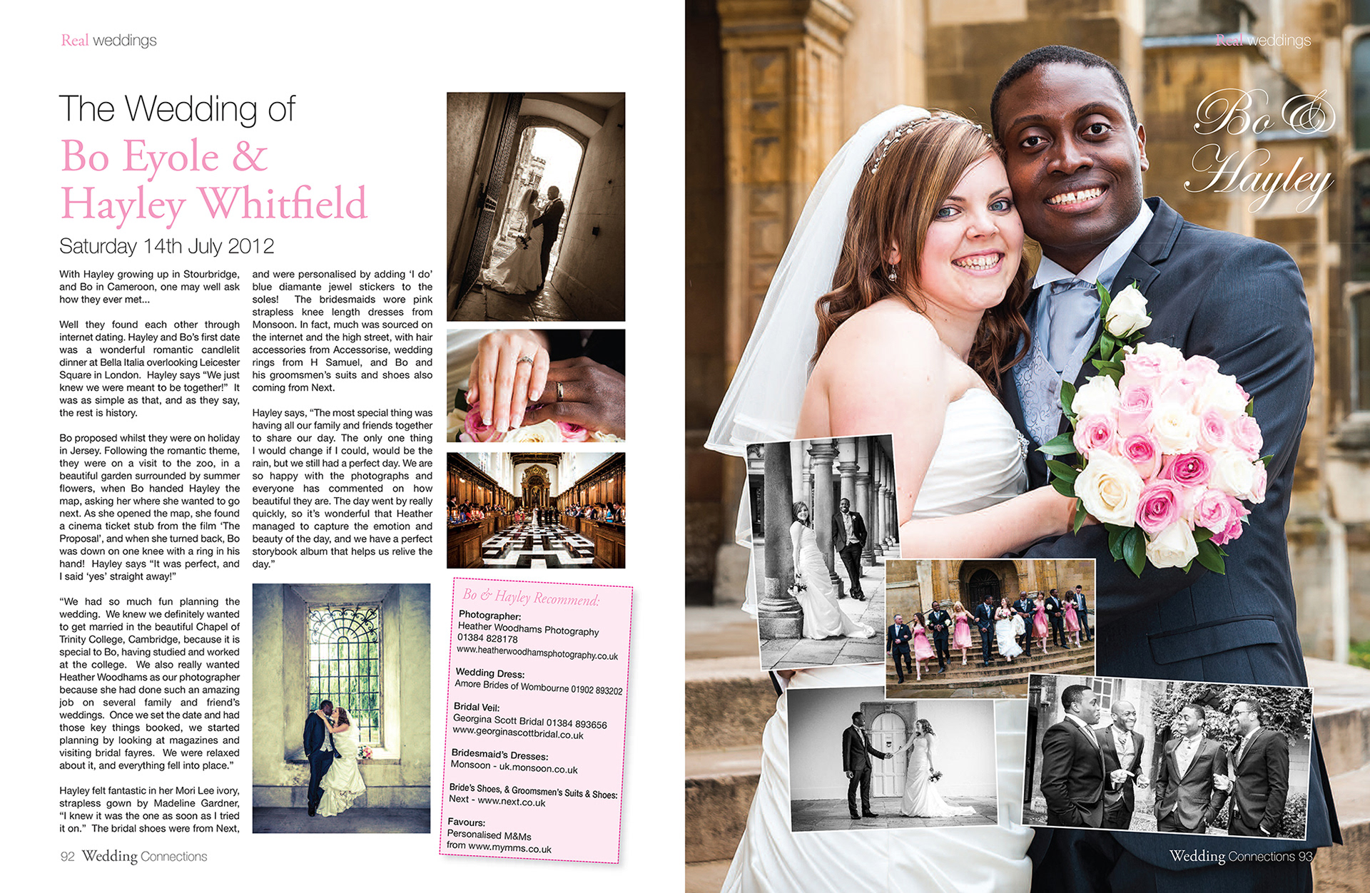 Article in wedding magazine