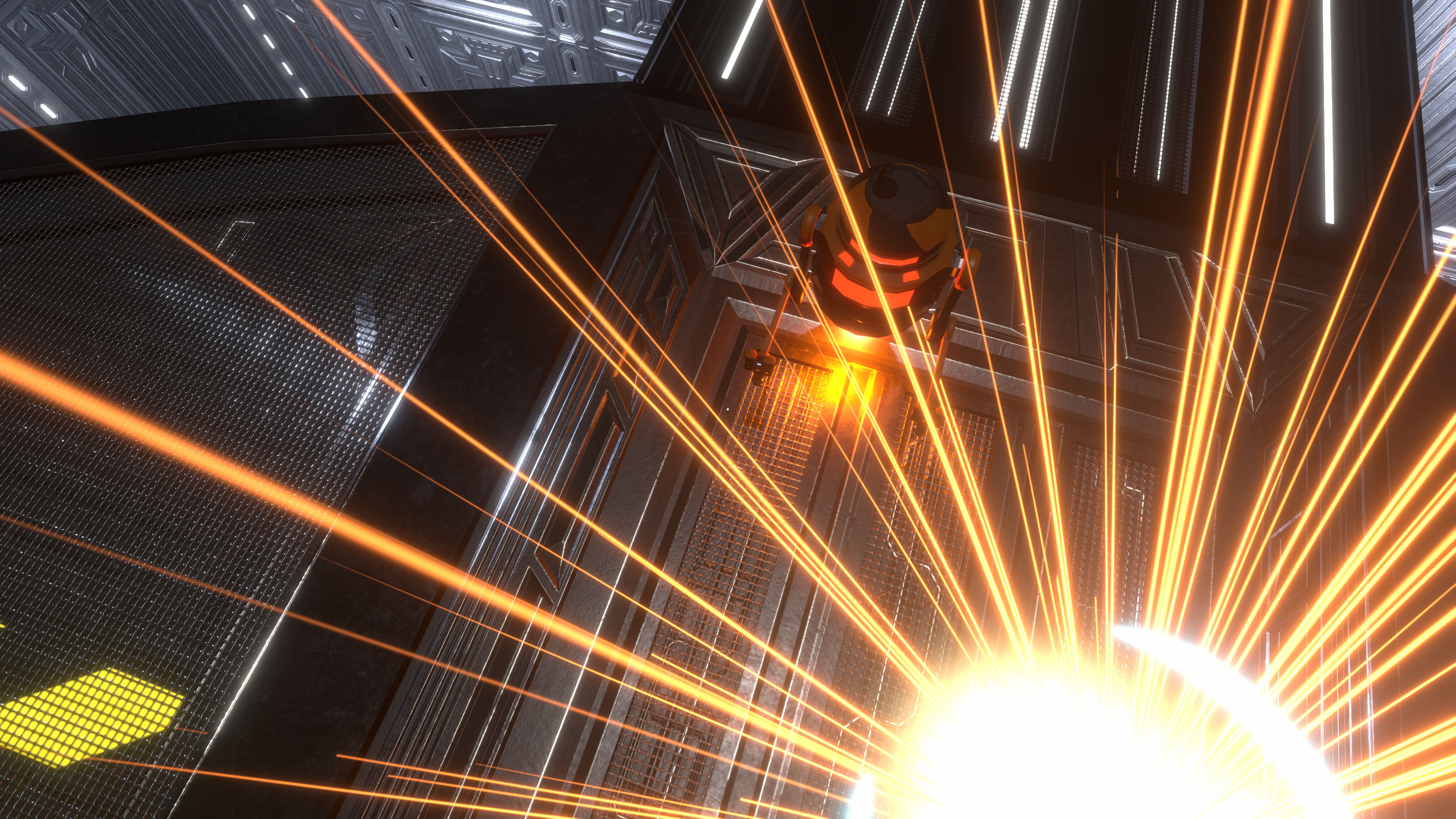 The player throws an explosive barrel at an enemy while jumping thus rocket jumping