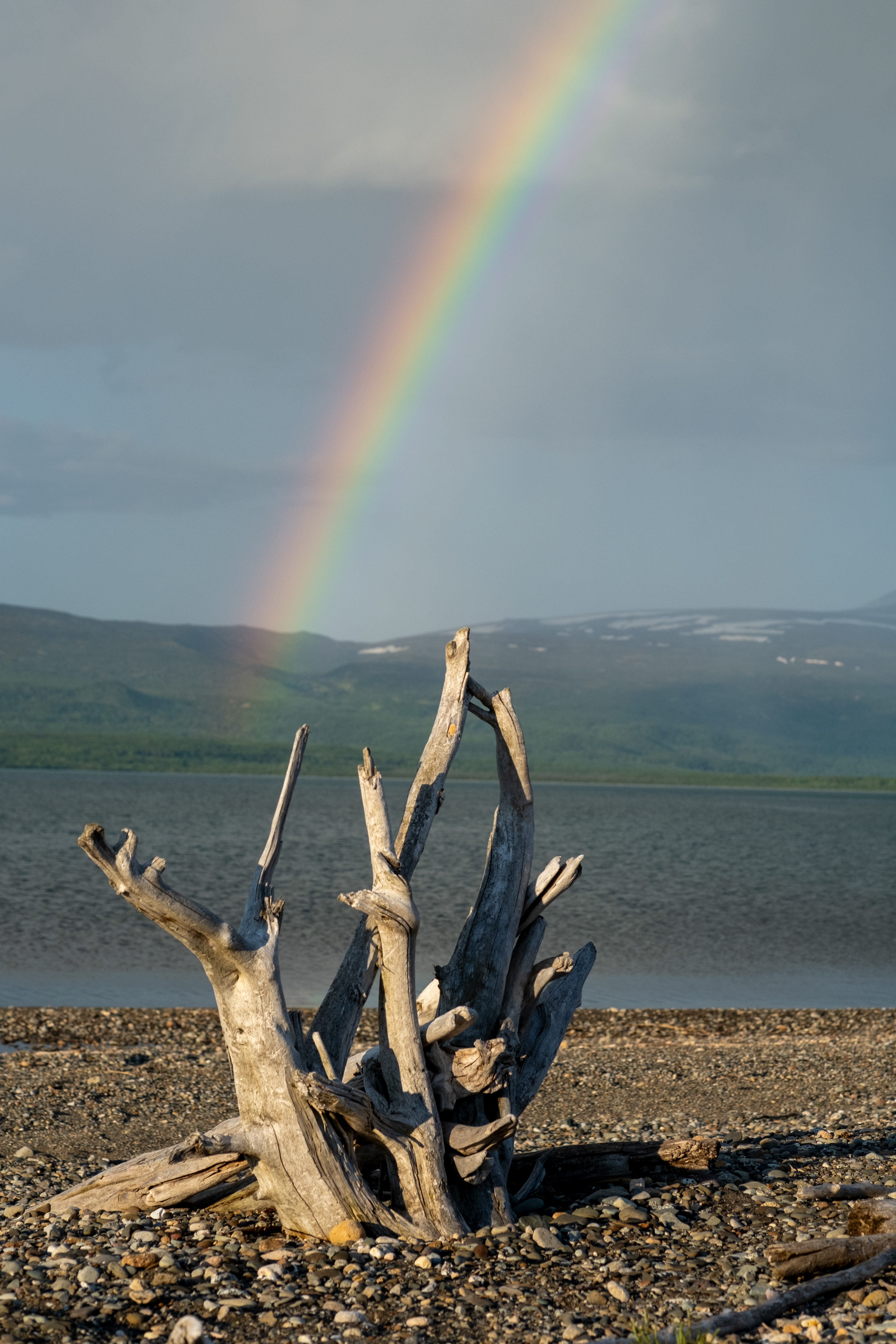A rainbow over the lake