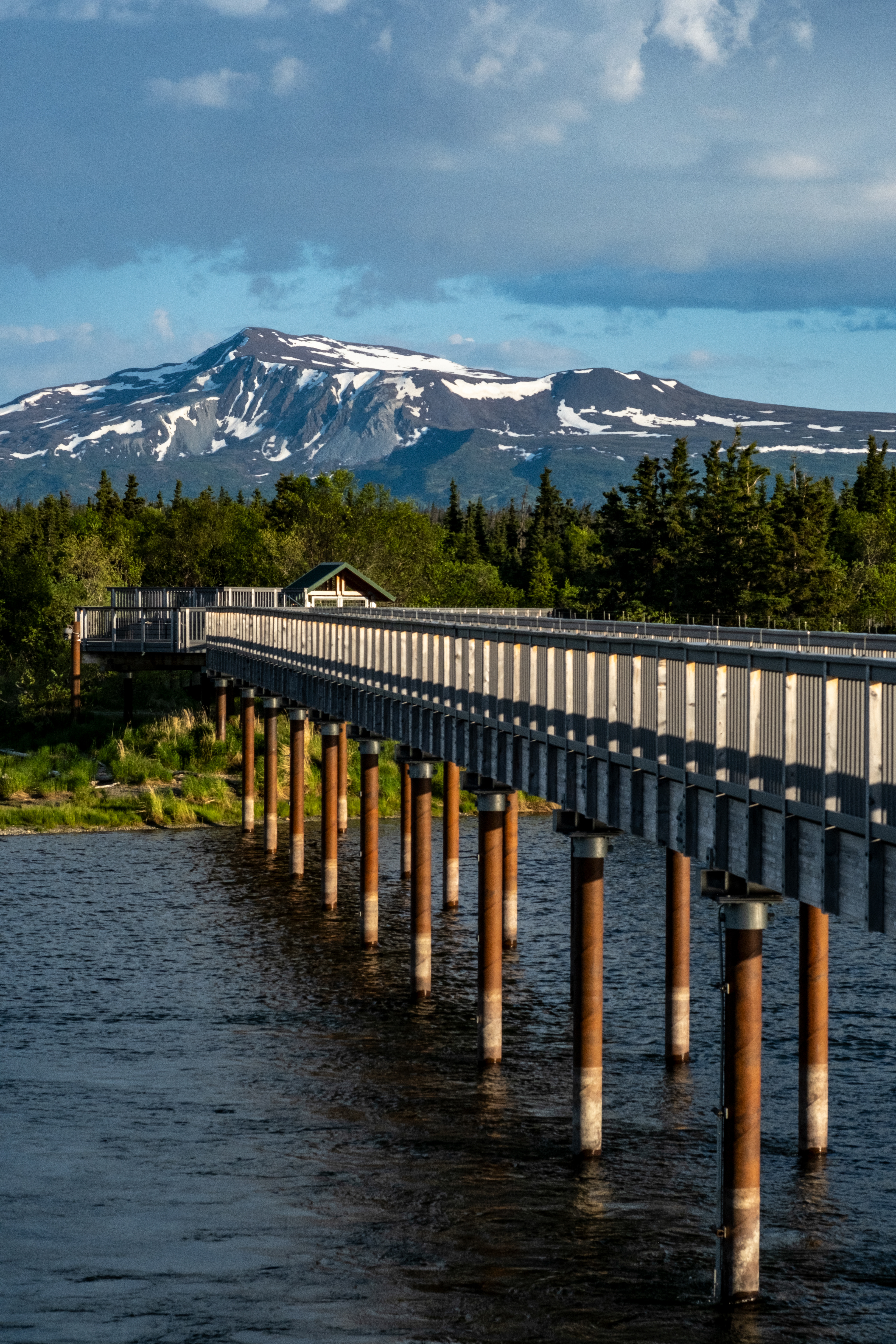 The empty boardwalks over the river.