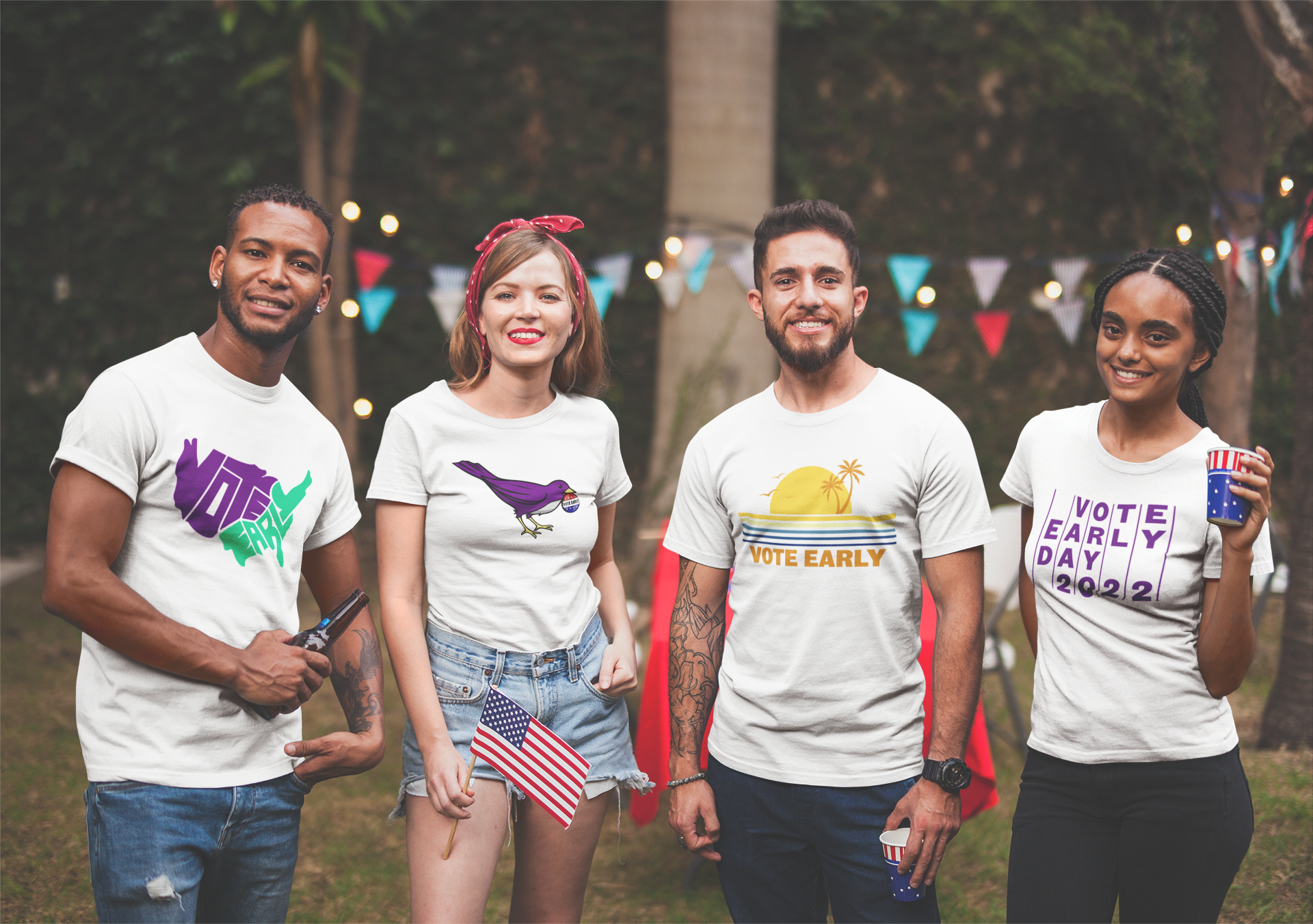 Vote Early Day T-Shirt Designs & Mockup