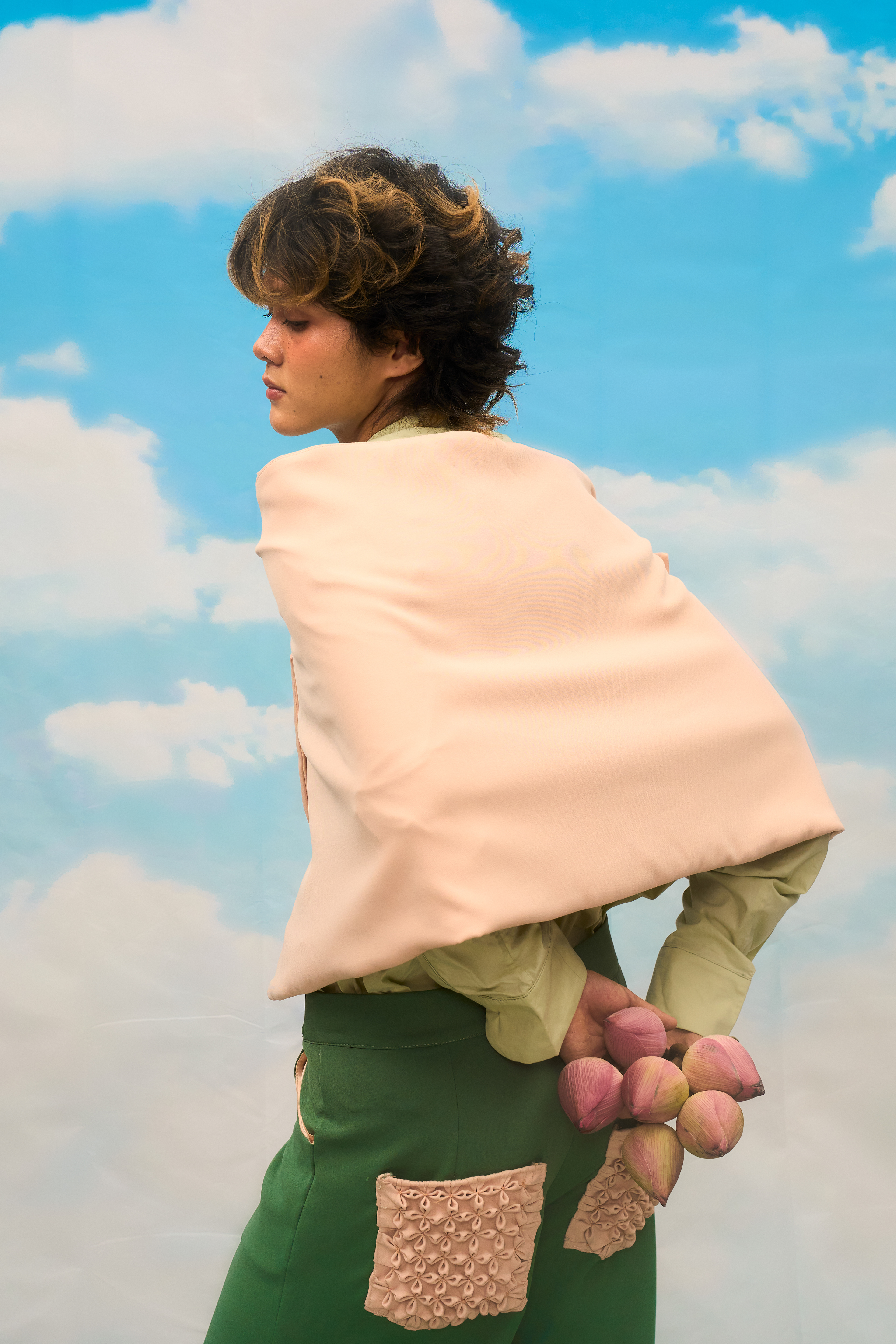 Soft Escape-A playful exploration of lightness and imagination, where soft silhouettes and pastel tones create a dreamlike atmosphere. Inspired by a gentle detachment from reality, the collection captures a sense of freedom, youth, and quiet storytelling through form and movement.  Mini collection for Raffles International College design student. Shot in Bangkok.
