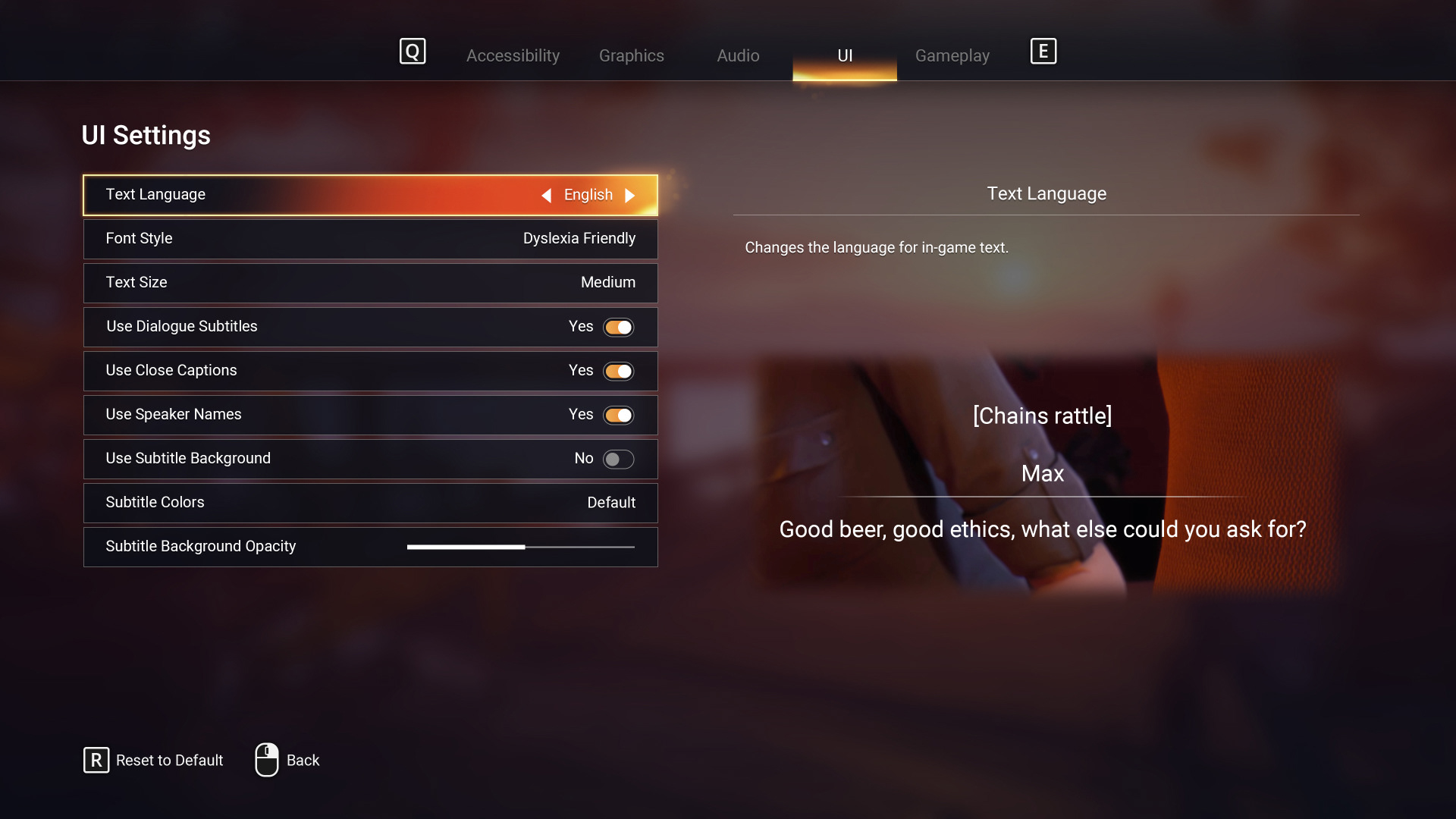 Settings Menu
